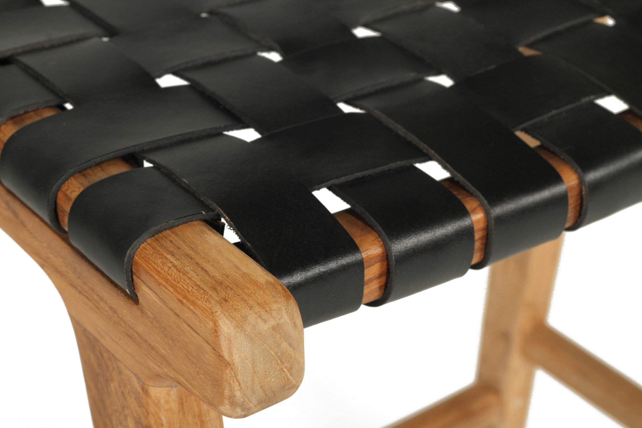 Pasadena Leather Saddle Stool - Woven Black - Image 3
