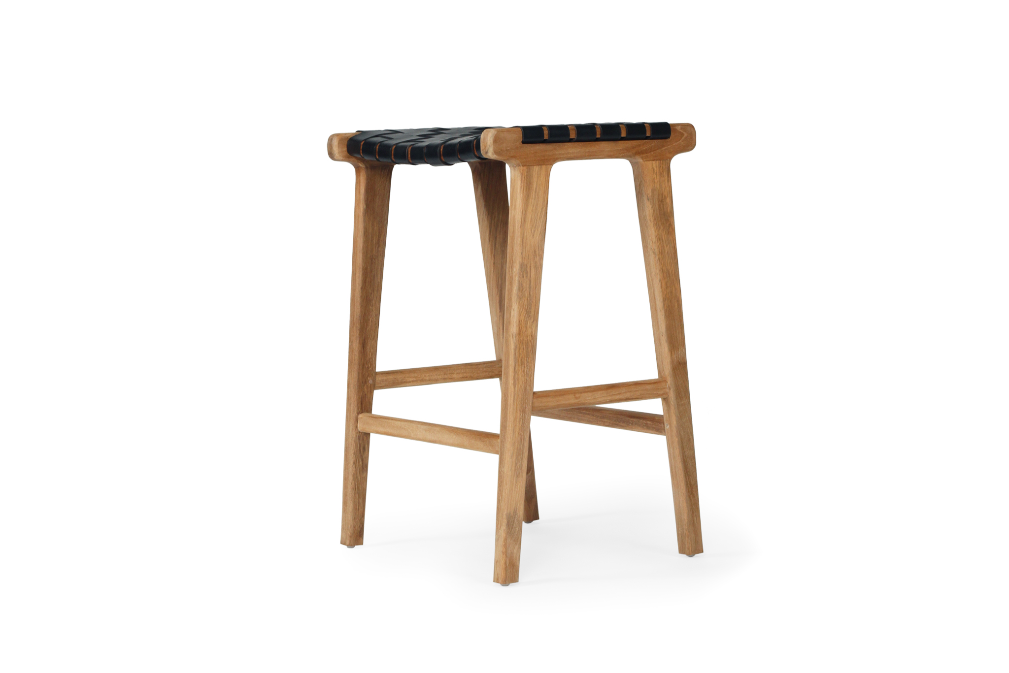 Pasadena Leather Saddle Stool - Woven Black - Image 2