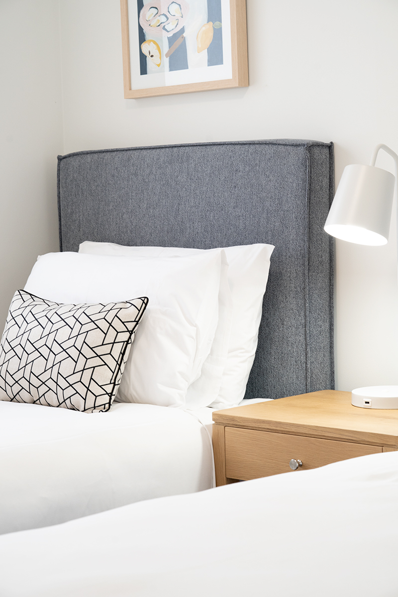 Harvey Upholstered Bedhead - Blue Grey - Image 2