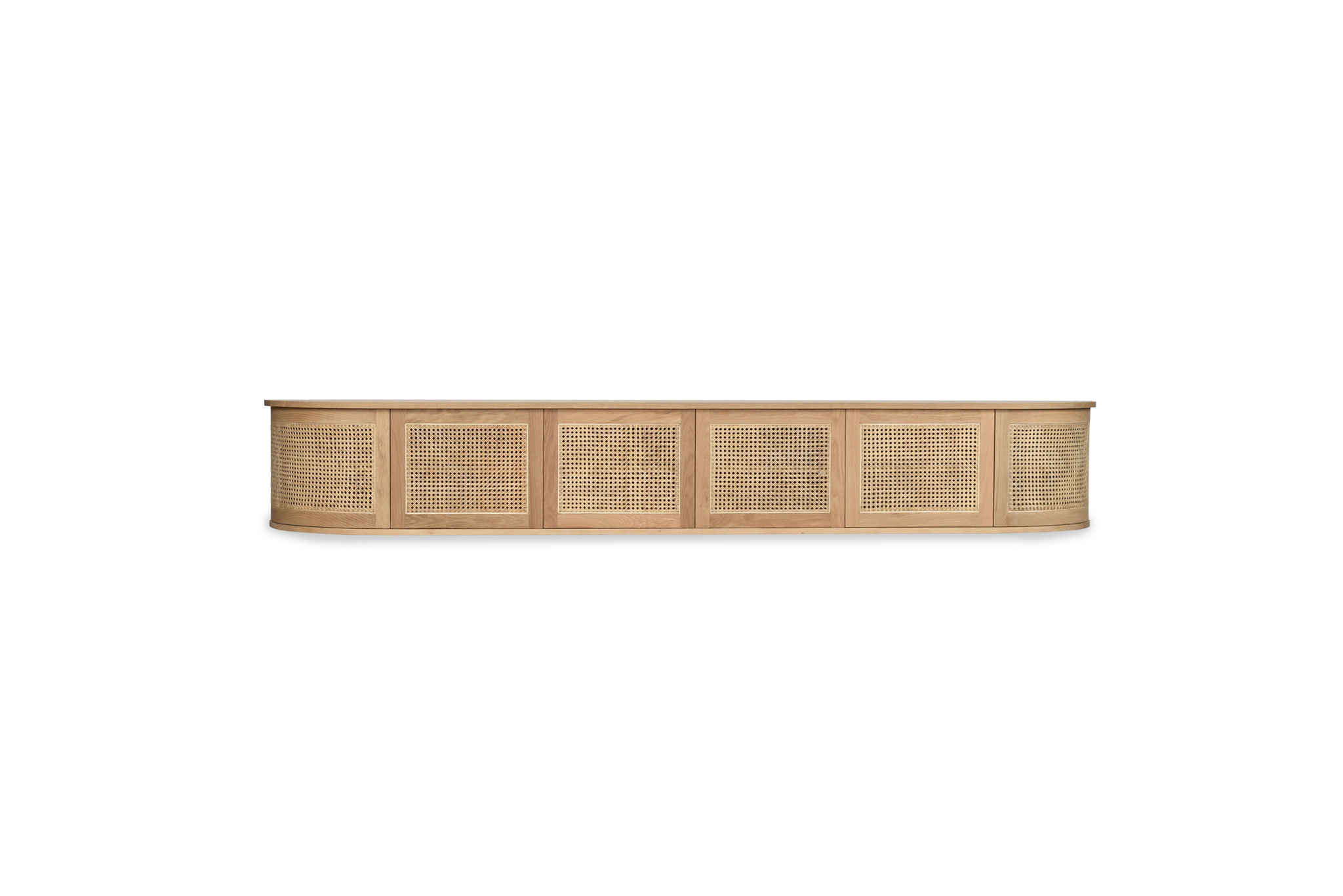 Iluka Entertainment Unit - Six Door - Natural - Round End (Wall Mount)