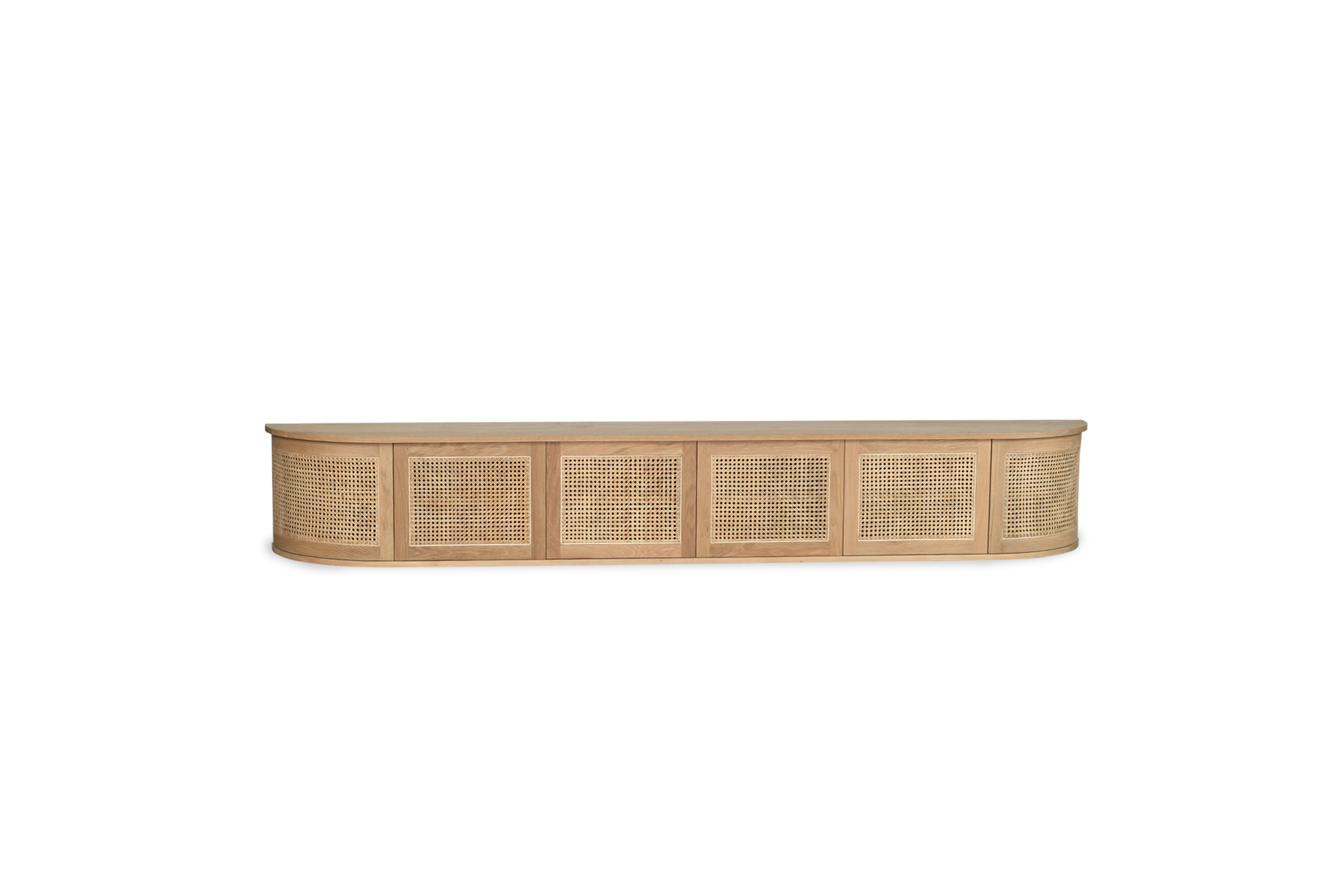 Iluka Entertainment Unit - Six Door - Natural - Round End (Wall Mount) - Image 3