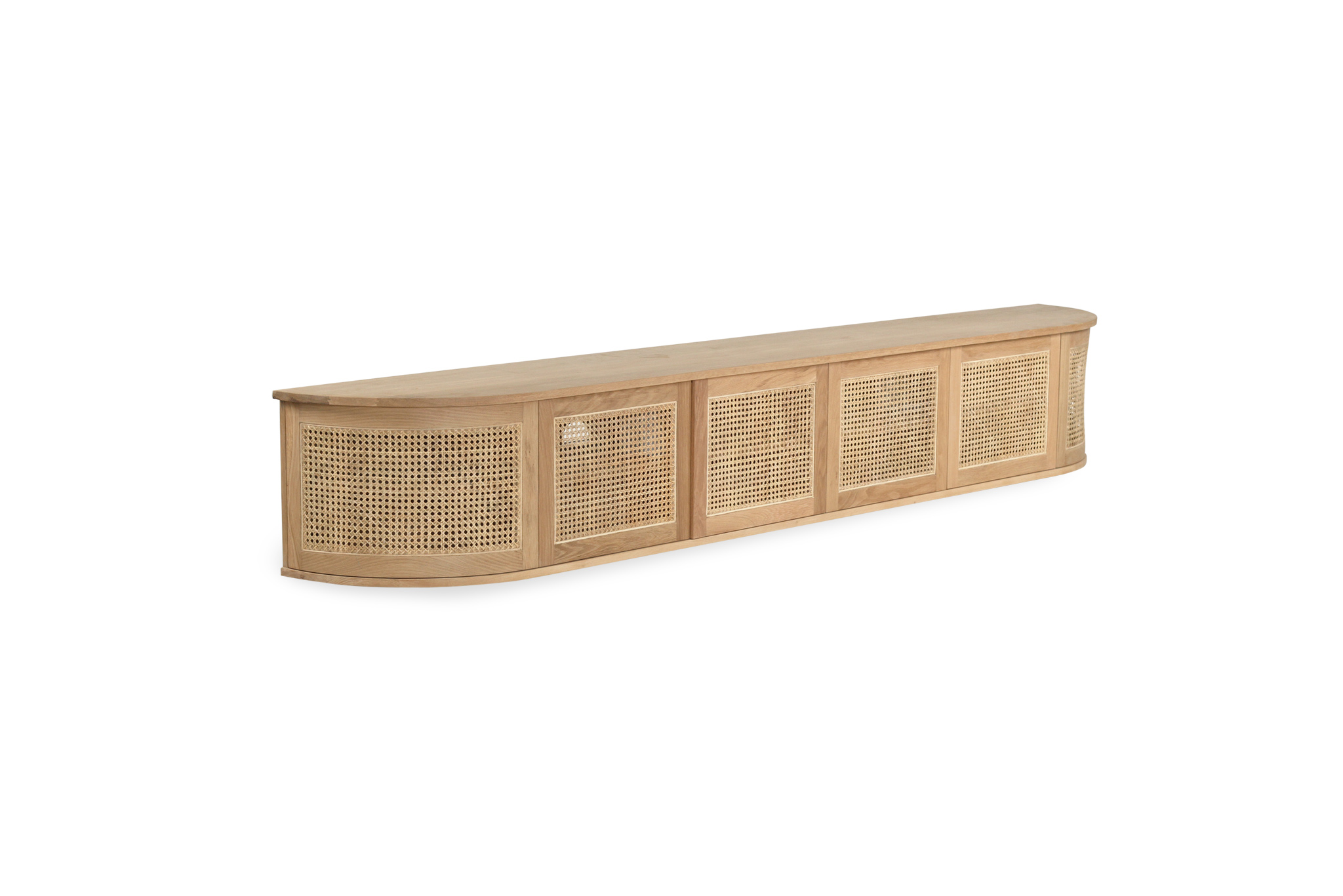 Iluka Entertainment Unit - Six Door - Natural - Round End (Wall Mount) - Image 2