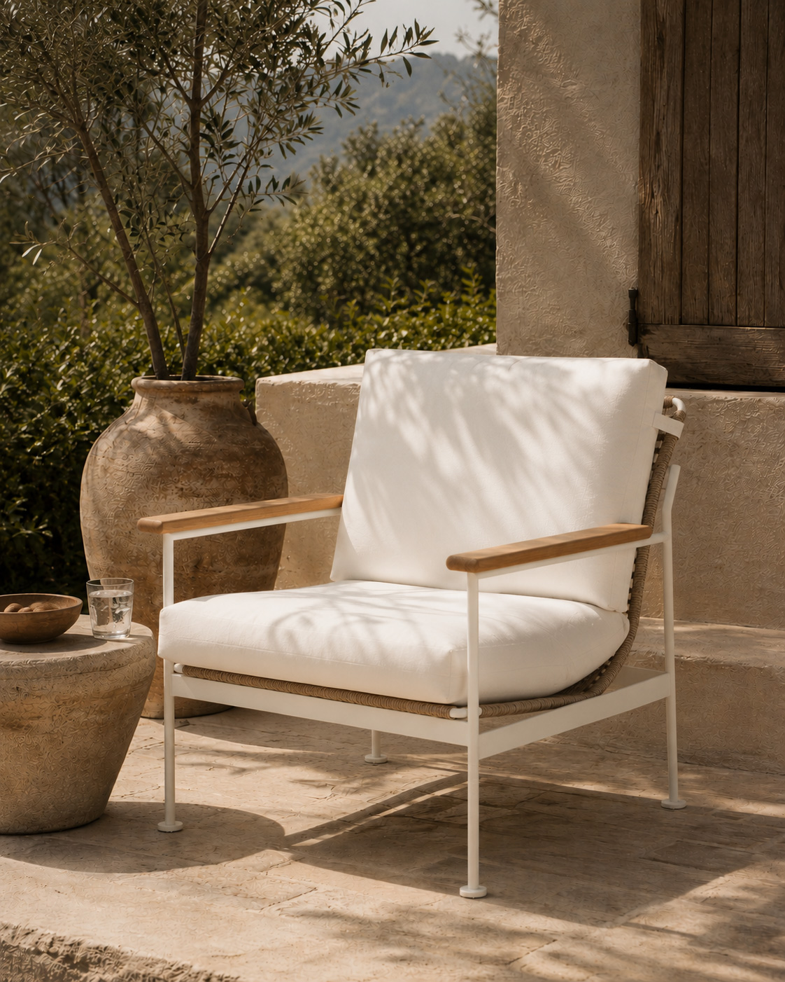Bryce Outdoor 1 Seater Sofa - Pearl White - Image 2