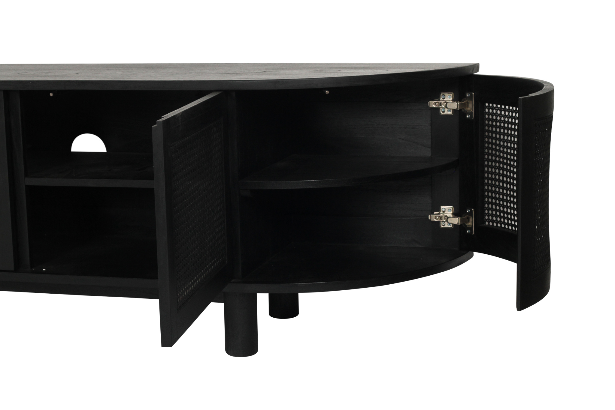 Iluka Entertainment Unit - Six Door - Black - Round End - Image 2