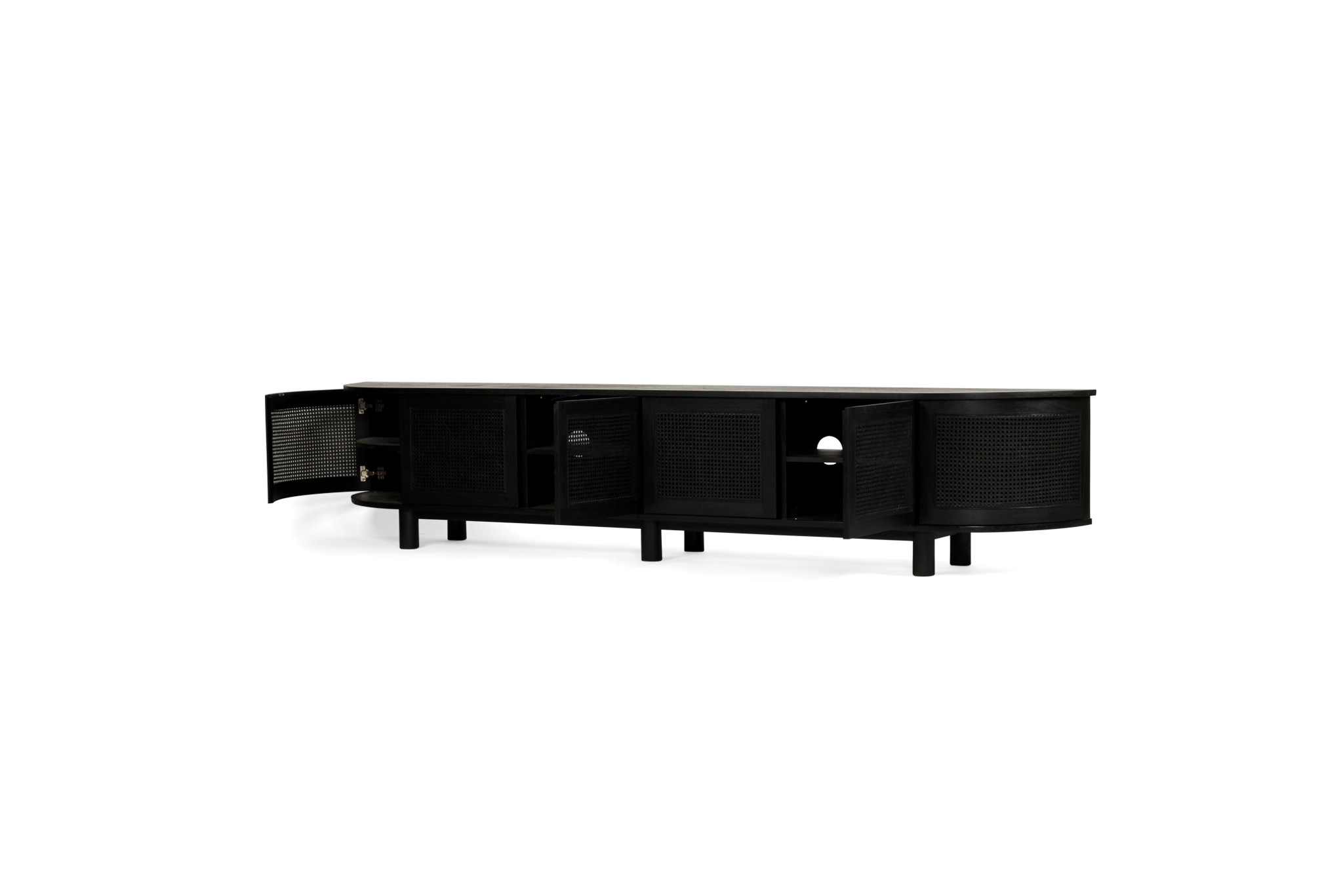 Iluka Entertainment Unit - Six Door - Black - Round End - Image 5