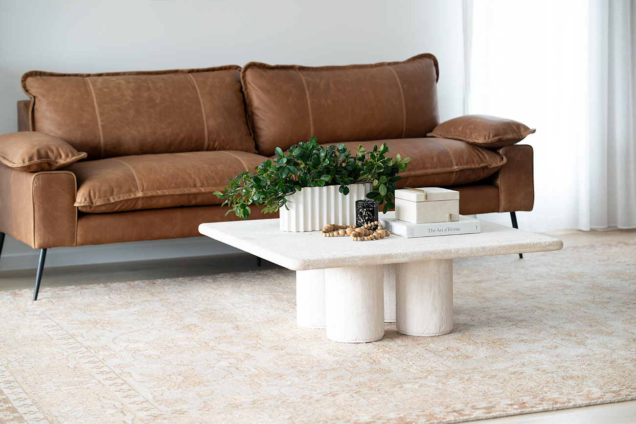 Geo Travertine Square Coffee Table - 100cm - Image 7