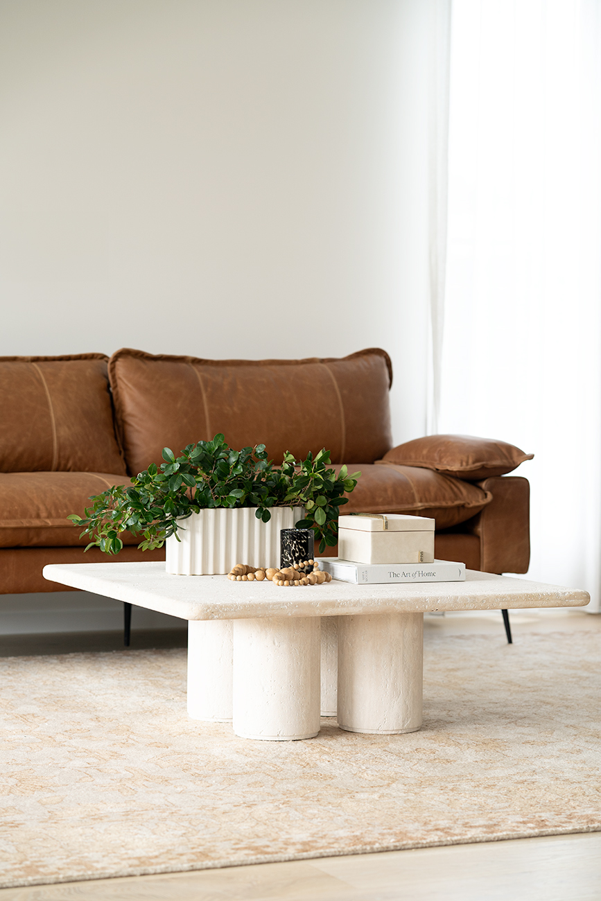Geo Travertine Square Coffee Table - 100cm - Image 8