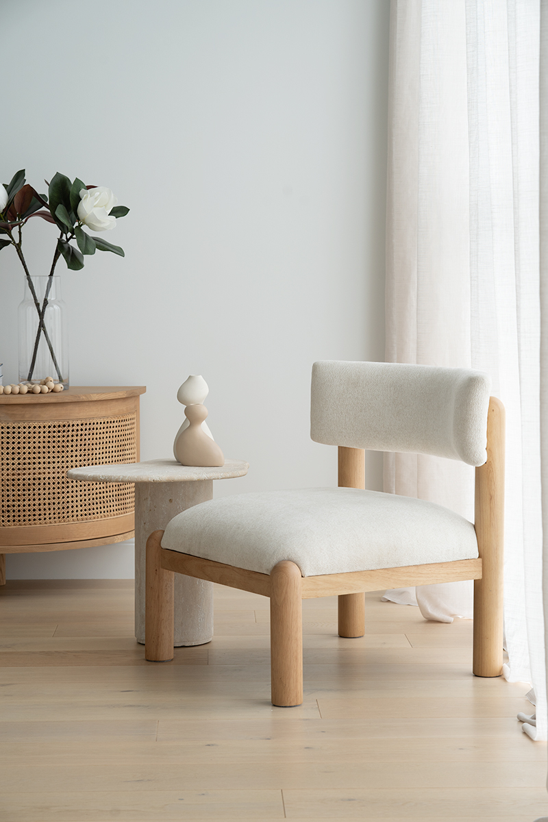 Geo Travertine Organic Side Table - 58cm - Image 12