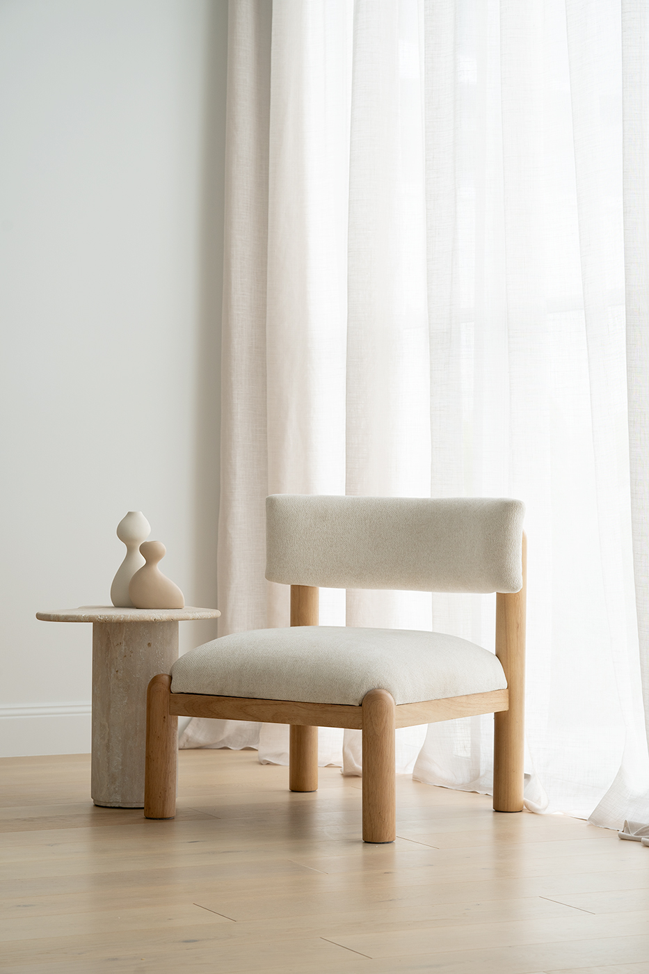 Geo Travertine Organic Side Table - 58cm - Image 13