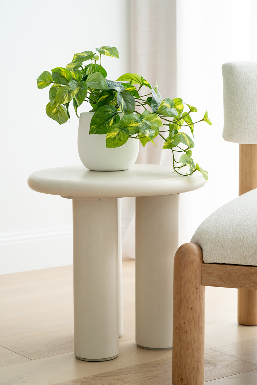 Lorenzo Pillars Round Side Table - 45cm - Latte - Image 2