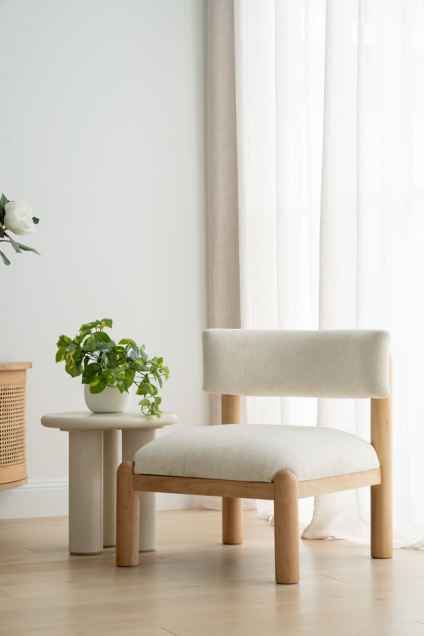 Lorenzo Pillars Round Side Table - 45cm - Latte - Image 3