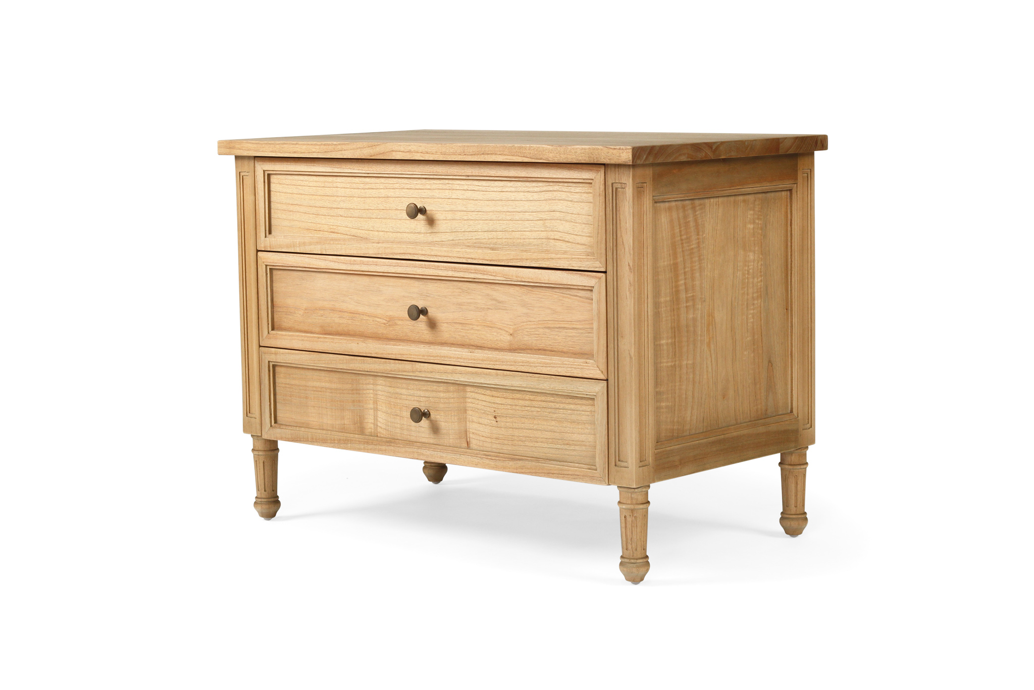 Hamilton Bedside Table/ Nightstand - 3 Drawer - Weathered Oak - 91cm