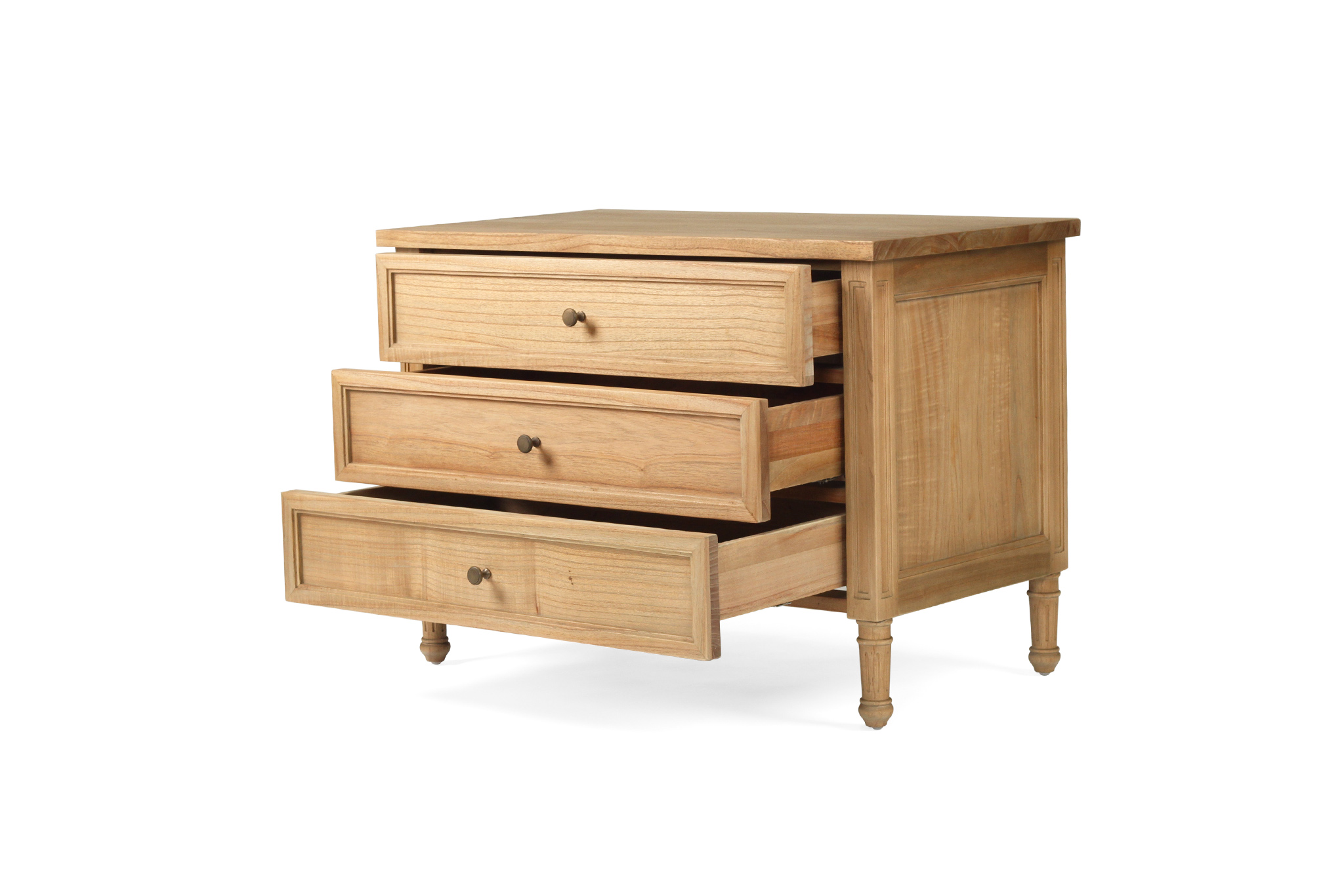 Hamilton Bedside Table/ Nightstand - 3 Drawer - Weathered Oak - 91cm - Image 4