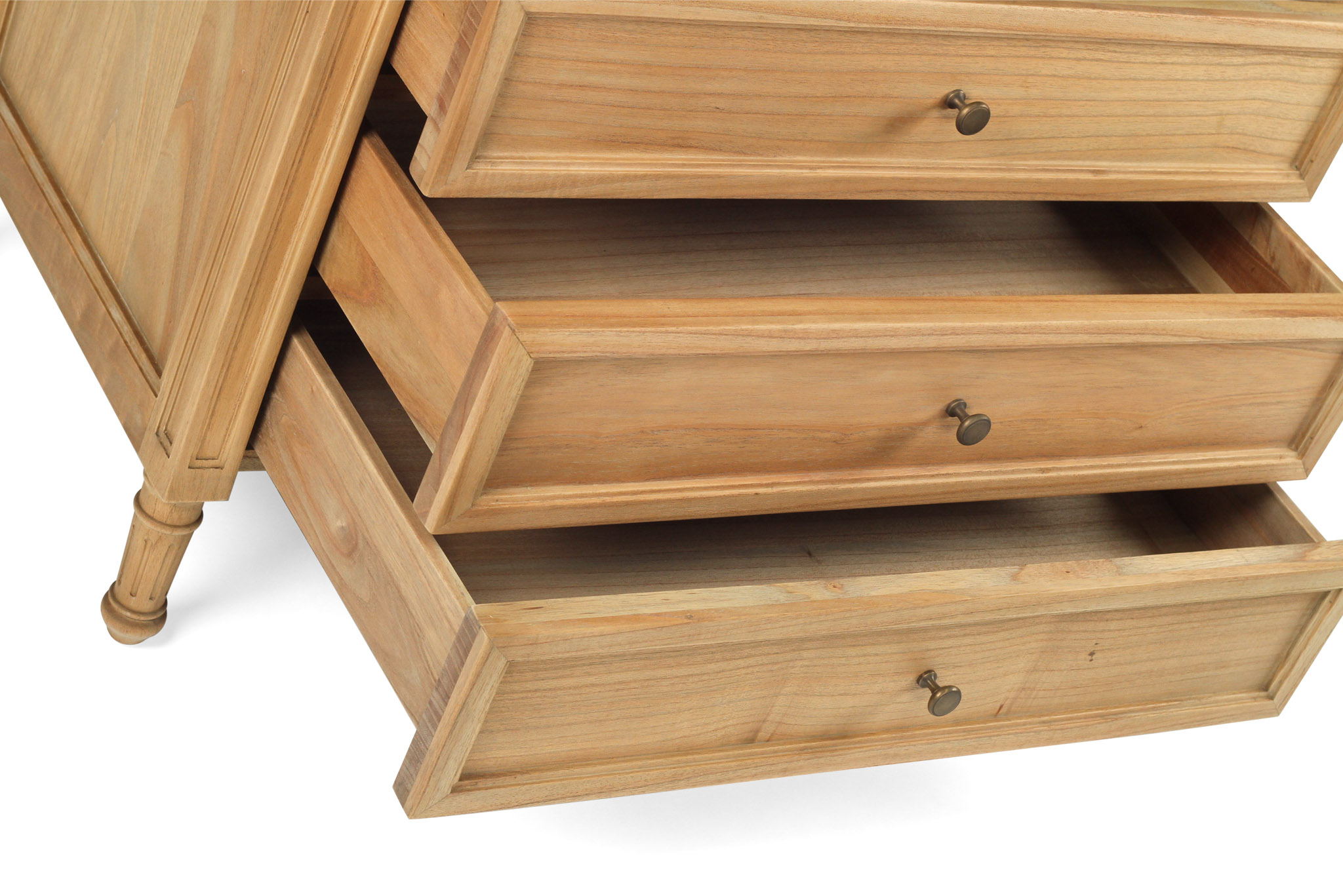 Hamilton Bedside Table/ Nightstand - 3 Drawer - Weathered Oak - 91cm - Image 8