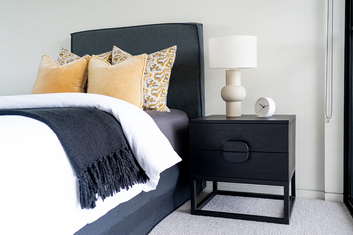 Harvey Upholstered Bedhead - Charcoal - Image 2