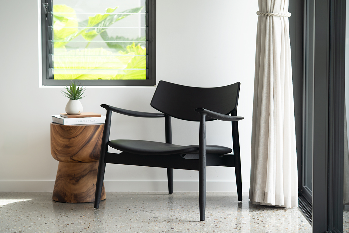 Harlow Occasional Chair - Black with Leather Seat - Image 2