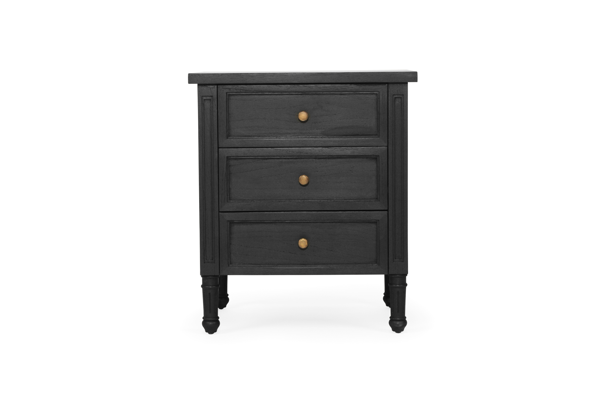 Hamilton Bedside Table - 3 Drawer - Black