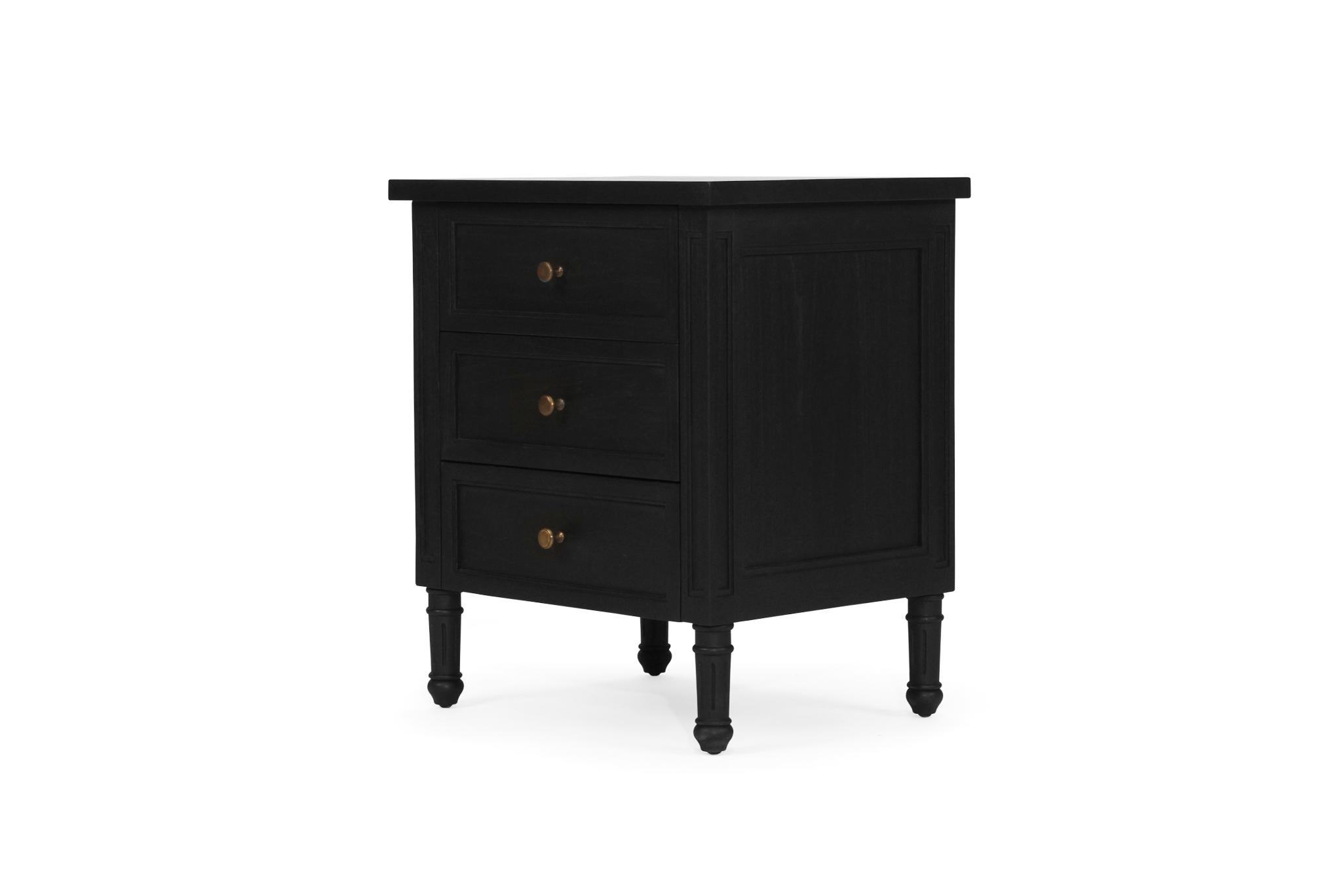 Hamilton Bedside Table - 3 Drawer - Black - Image 3