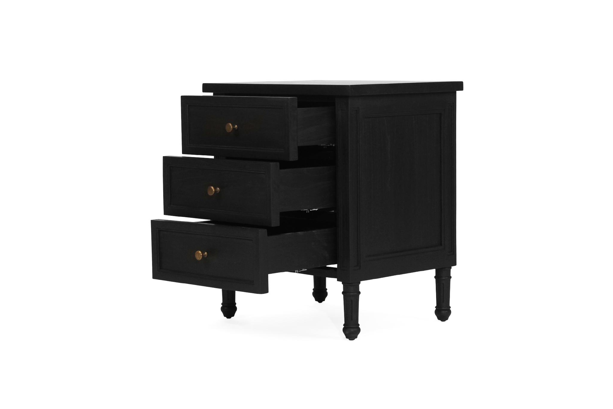 Hamilton Bedside Table - 3 Drawer - Black - Image 5