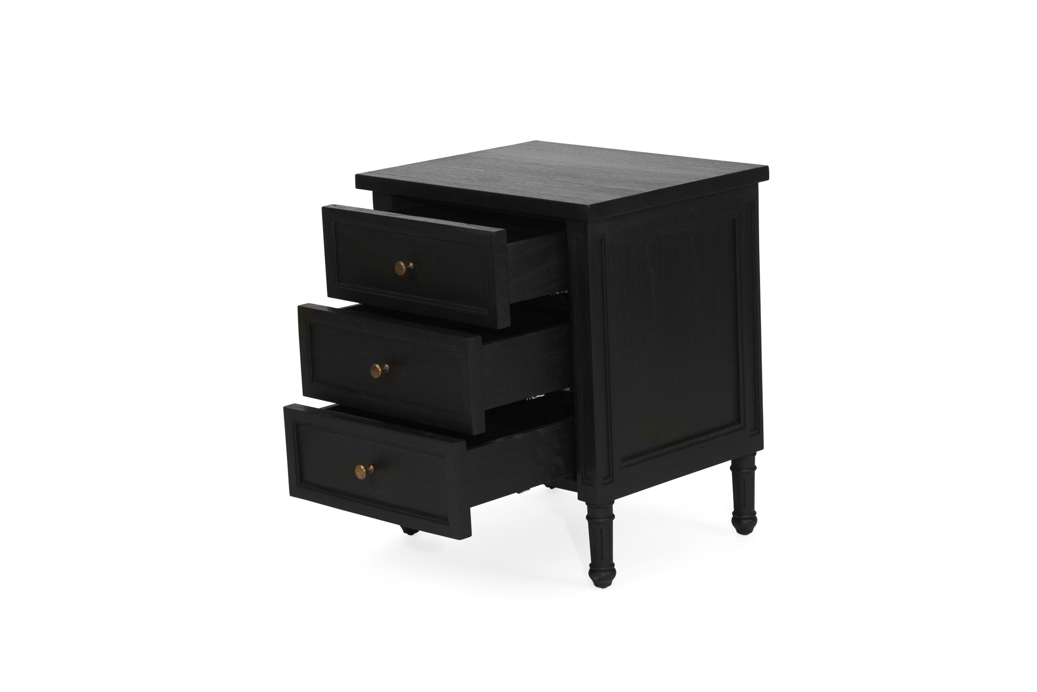 Hamilton Bedside Table - 3 Drawer - Black - Image 6