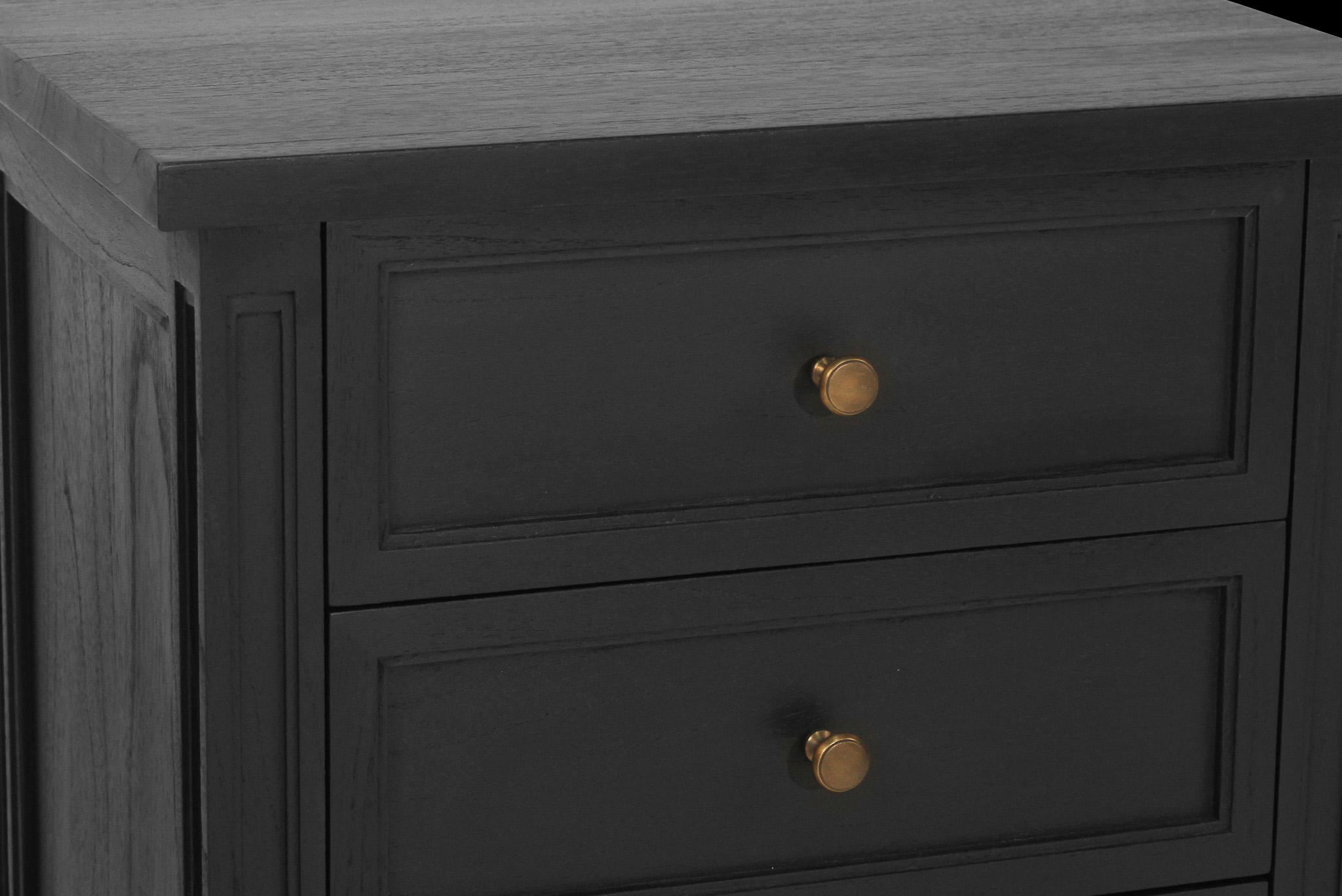 Hamilton Bedside Table - 3 Drawer - Black - Image 8