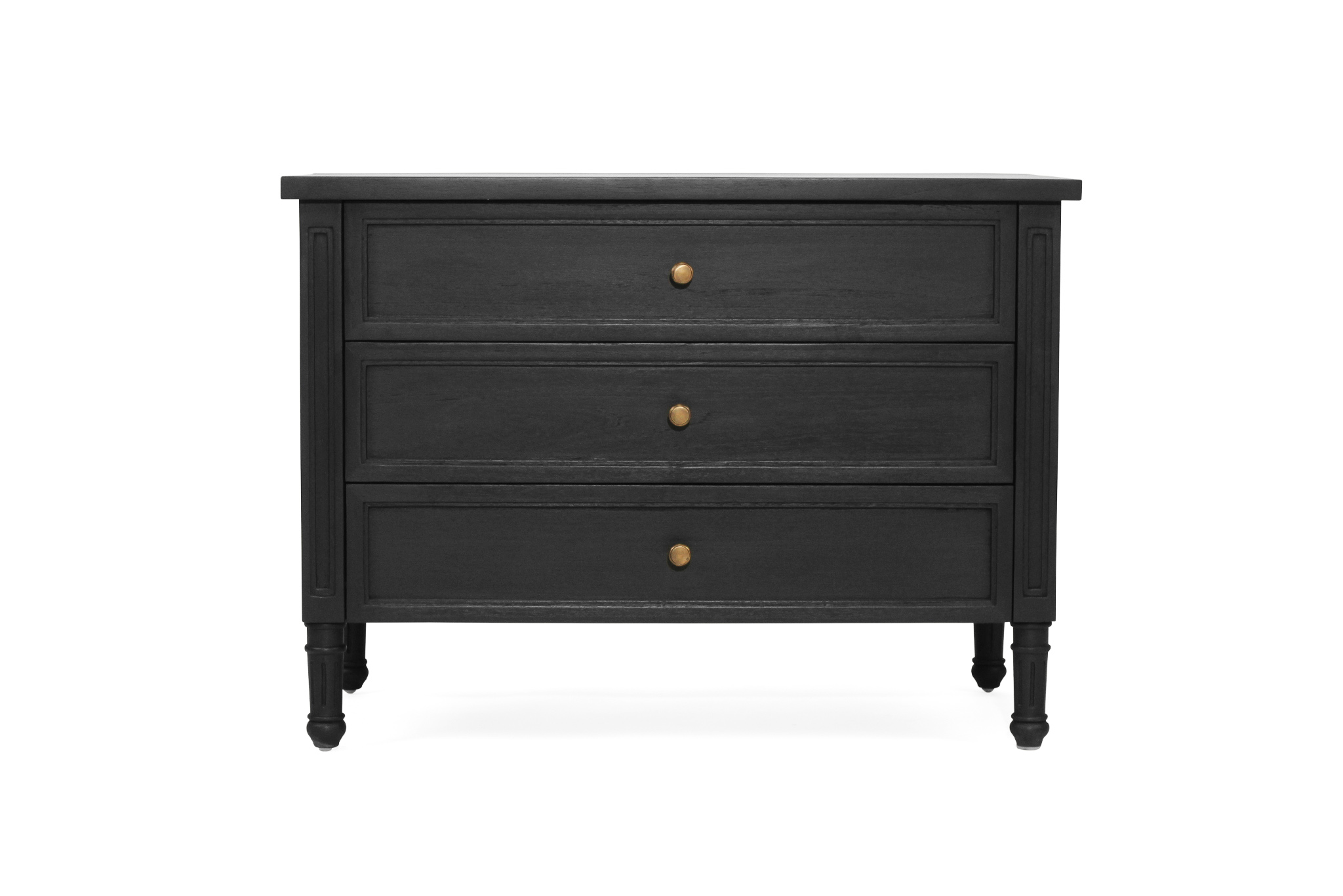 Hamilton Bedside Table/ Nightstand - 3 Drawer - Black - 91cm
