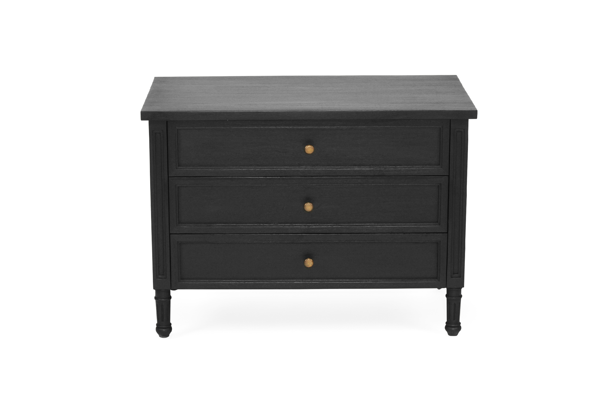 Hamilton Bedside Table/ Nightstand - 3 Drawer - Black - 91cm - Image 3