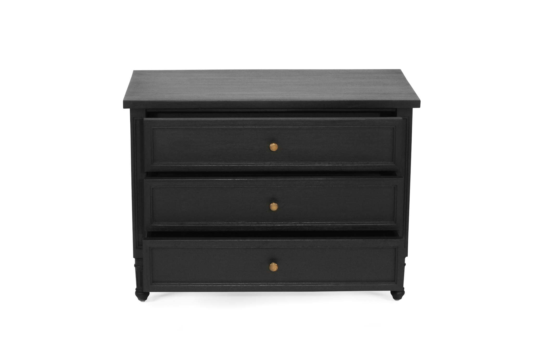 Hamilton Bedside Table/ Nightstand - 3 Drawer - Black - 91cm - Image 4