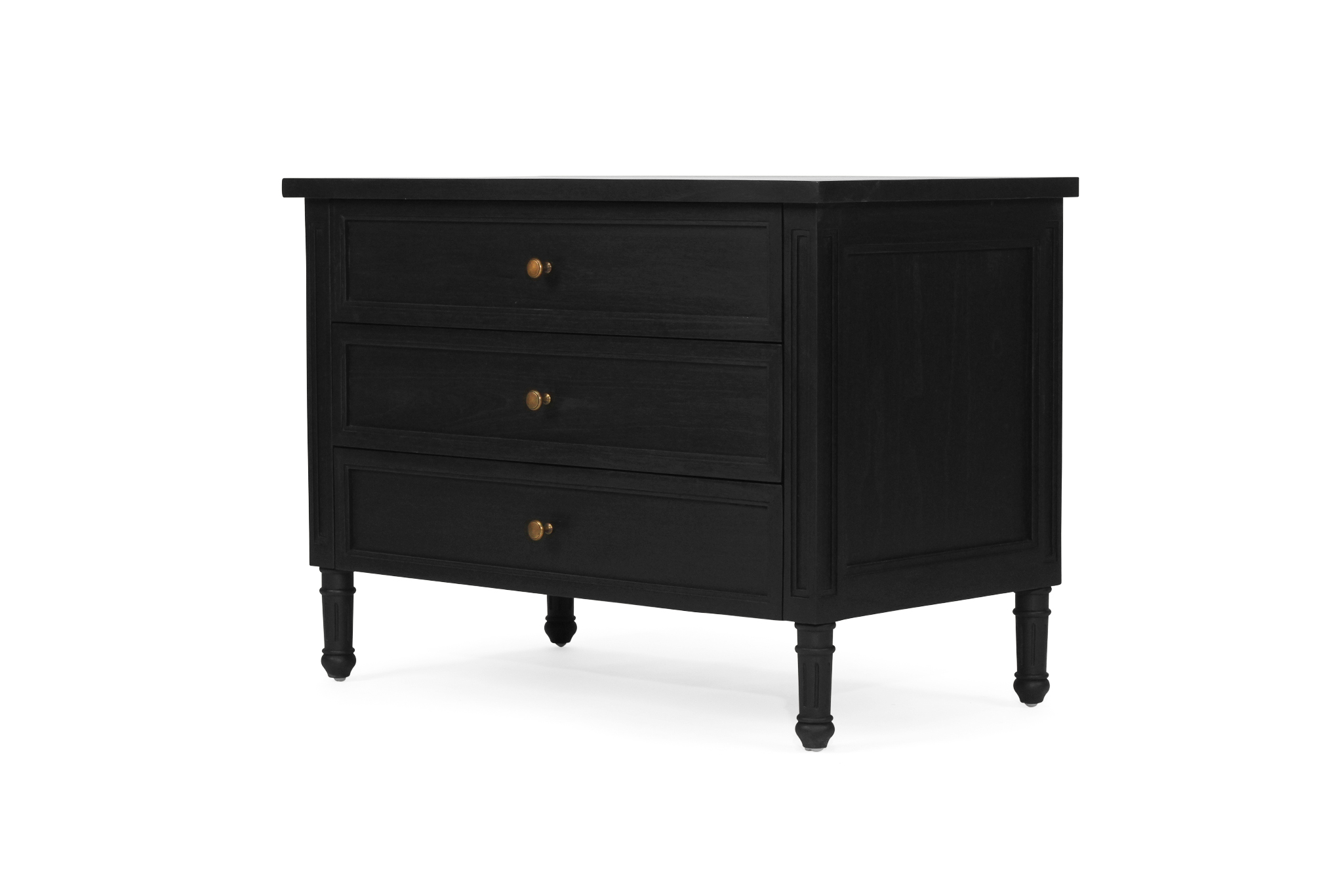 Hamilton Bedside Table/ Nightstand - 3 Drawer - Black - 91cm - Image 5