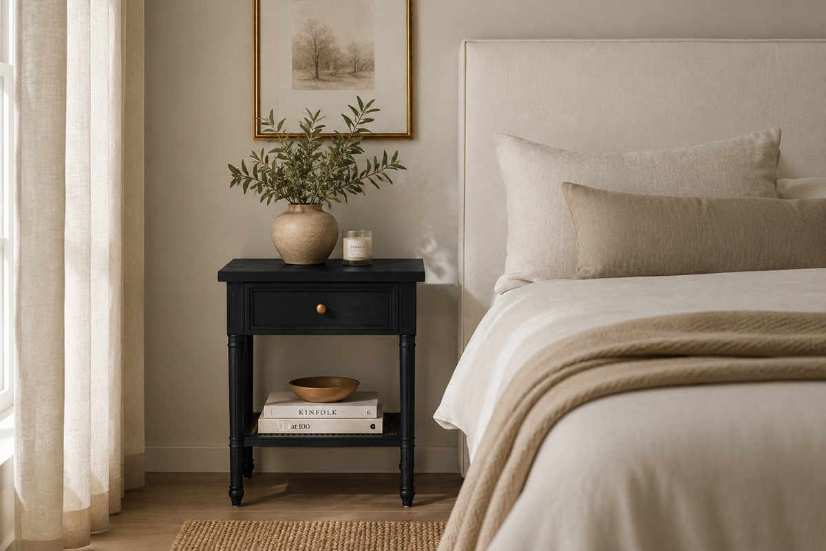 Hamilton Cane Bedside Table - Black - Image 2