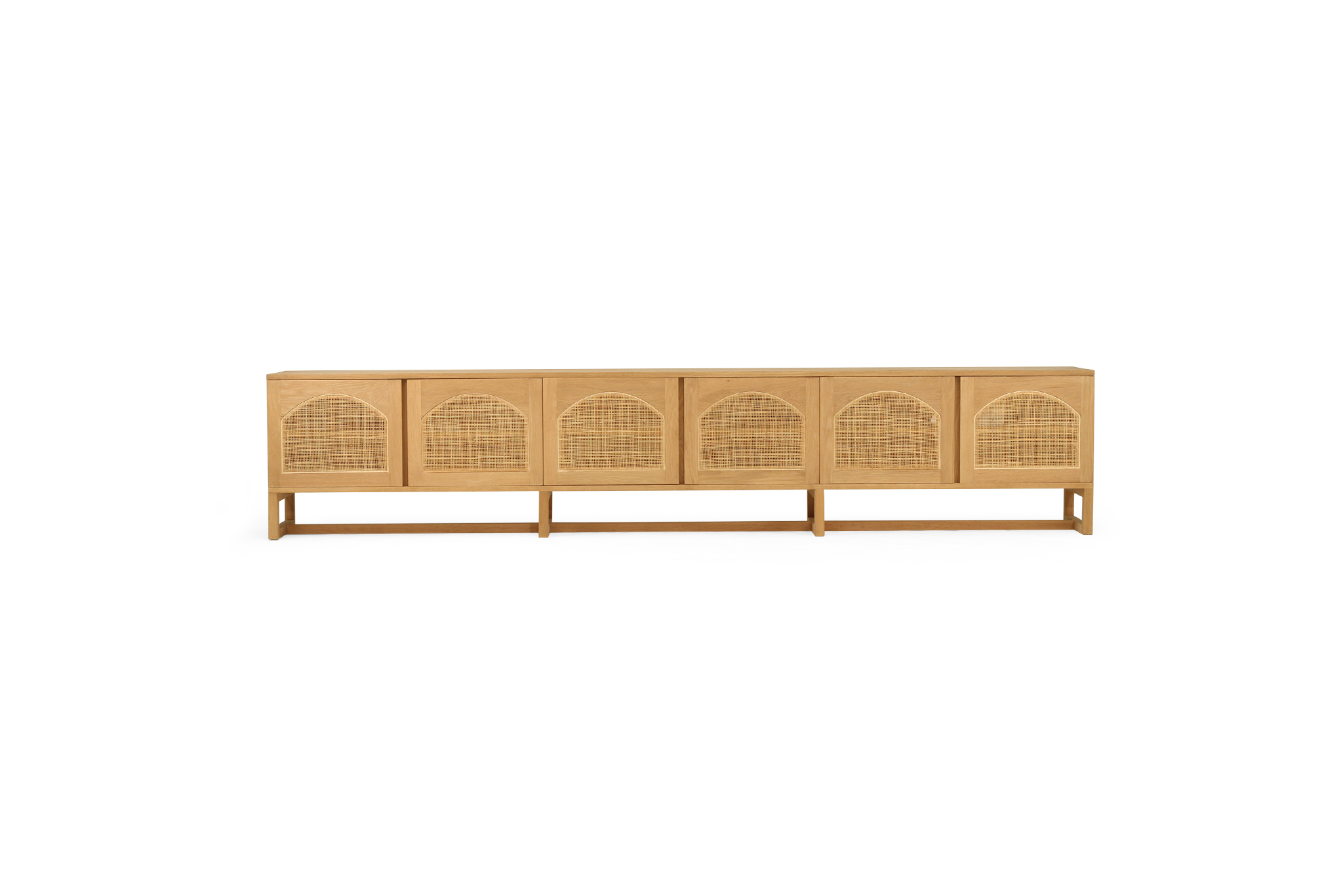 Clovelly Entertainment Unit - Six Door - Arch Windows - Natural