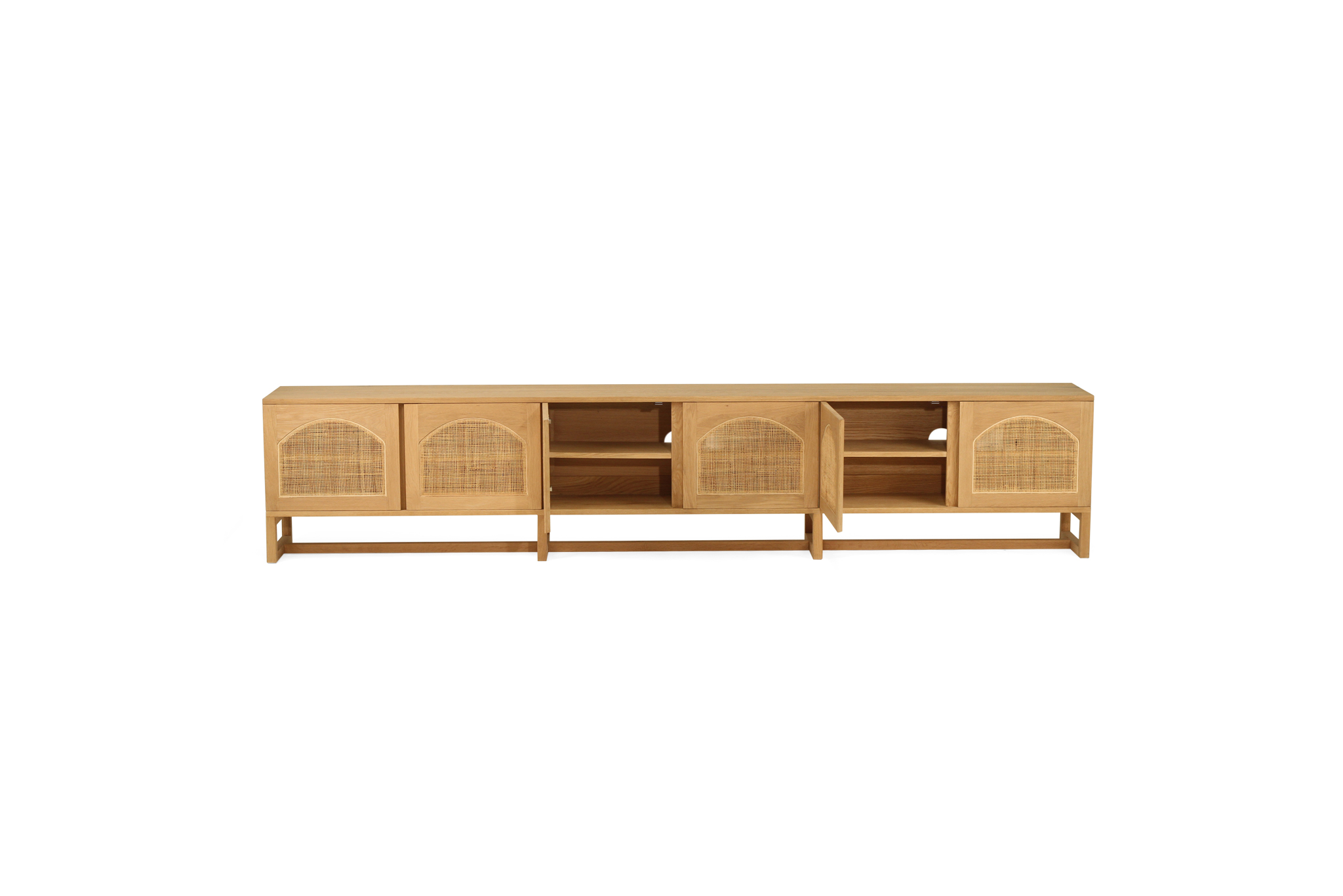 Clovelly Entertainment Unit - Six Door - Arch Windows - Natural - Image 4