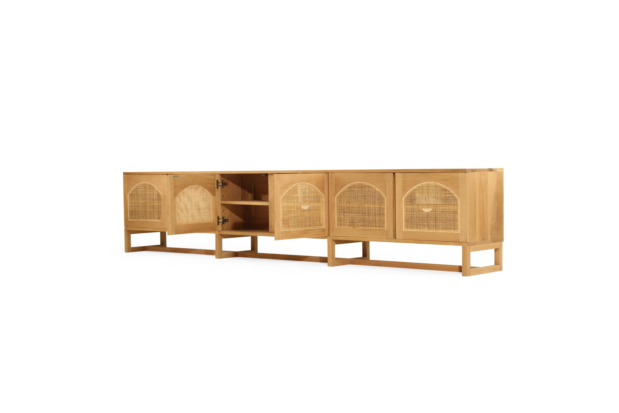 Clovelly Entertainment Unit - Six Door - Arch Windows - Natural - Image 2