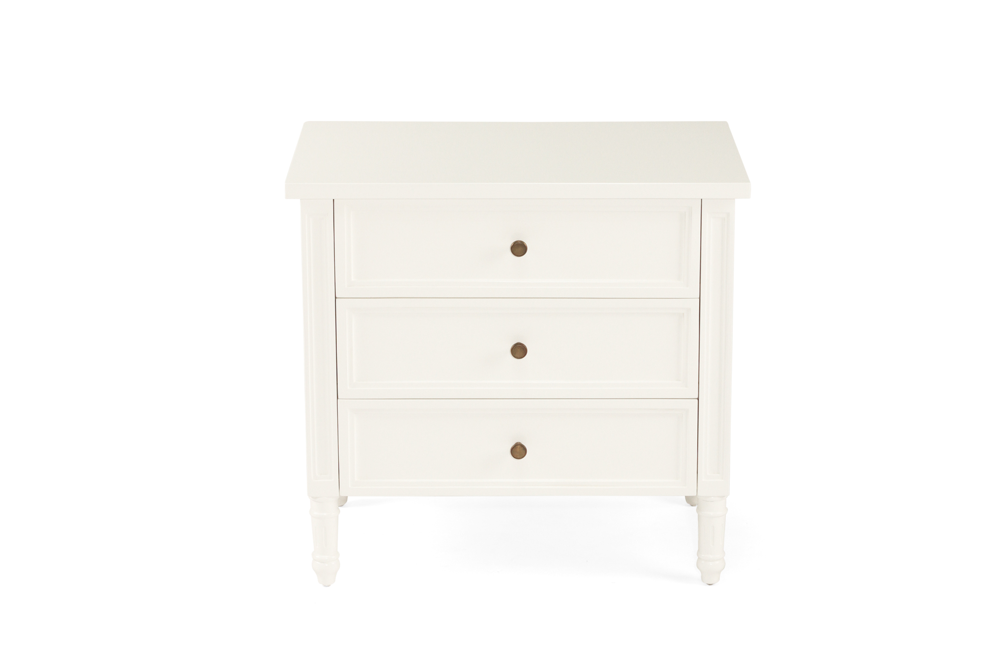 Hamilton Bedside Table - 3 Drawer - White - 70cm - Image 3