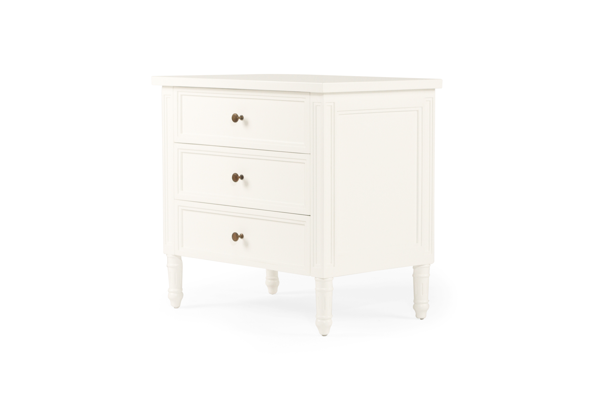 Hamilton Bedside Table - 3 Drawer - White - 70cm - Image 2