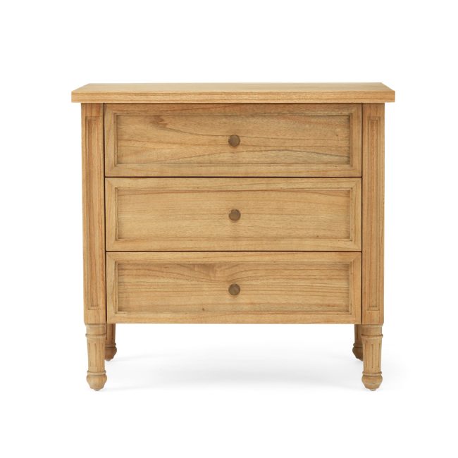 Hamilton Bedside Table - 3 Drawer - Weathered Oak - 70cm