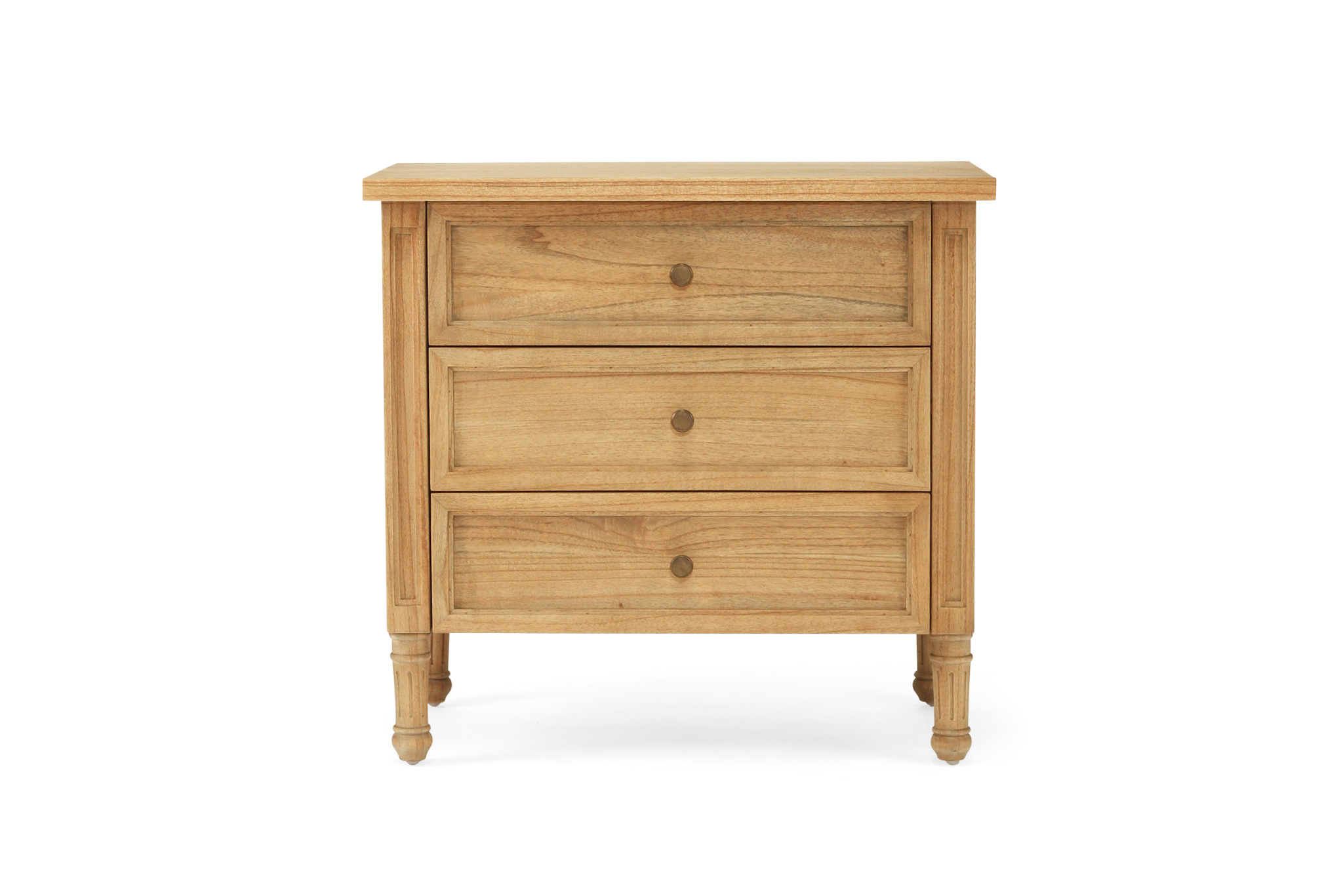 Hamilton Bedside Table - 3 Drawer - Weathered Oak - 70cm