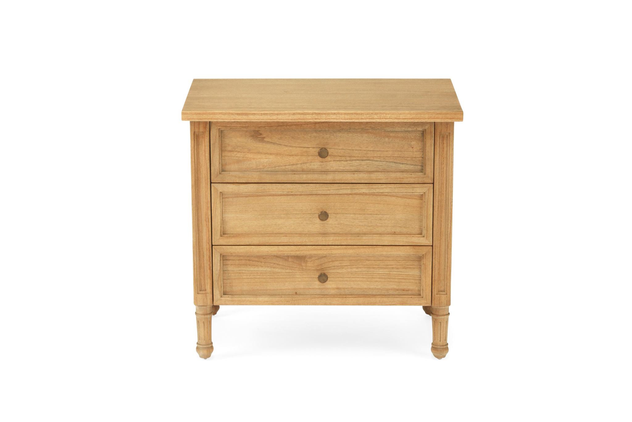 Hamilton Bedside Table - 3 Drawer - Weathered Oak - 70cm - Image 4