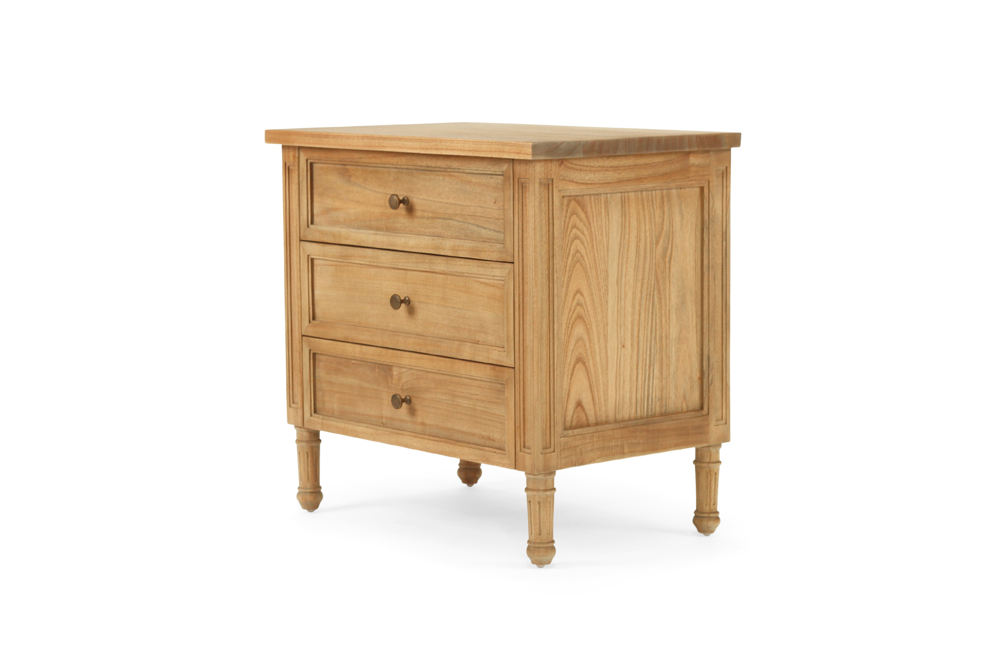 Hamilton Bedside Table - 3 Drawer - Weathered Oak - 70cm - Image 3