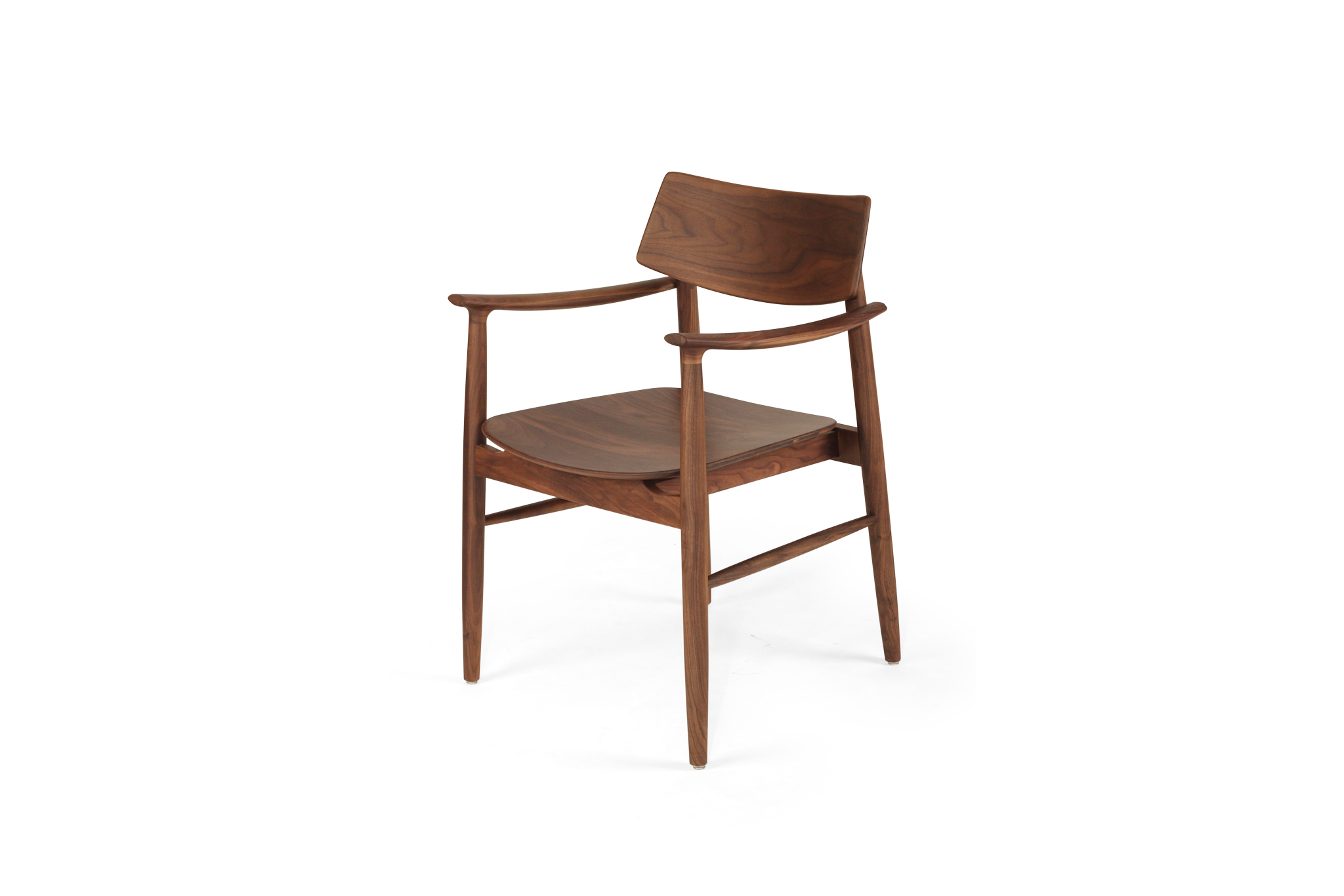 Harlow Dining Armchair - Walnut with Timber Seat - Image 5