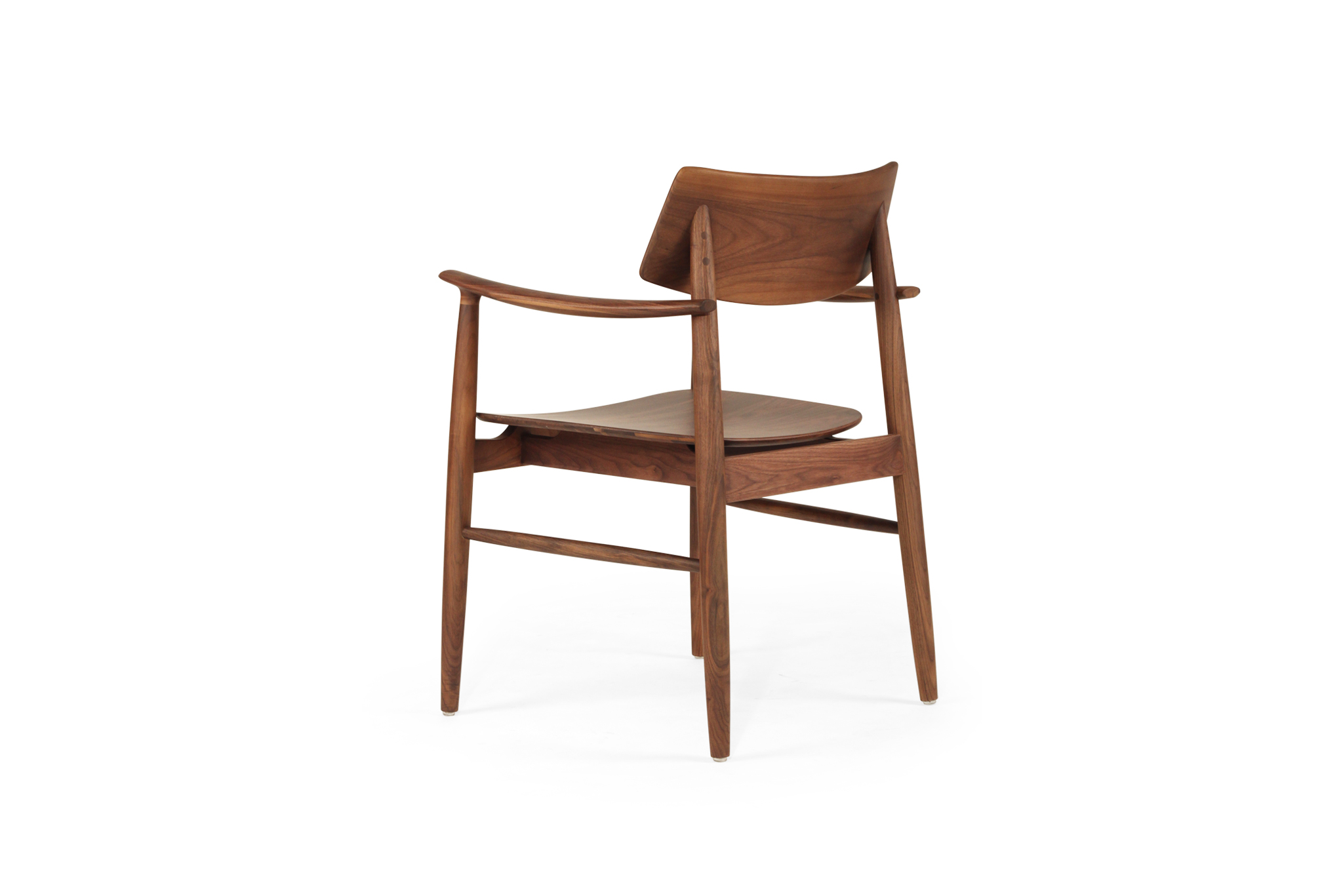 Harlow Dining Armchair - Walnut with Timber Seat - Image 8
