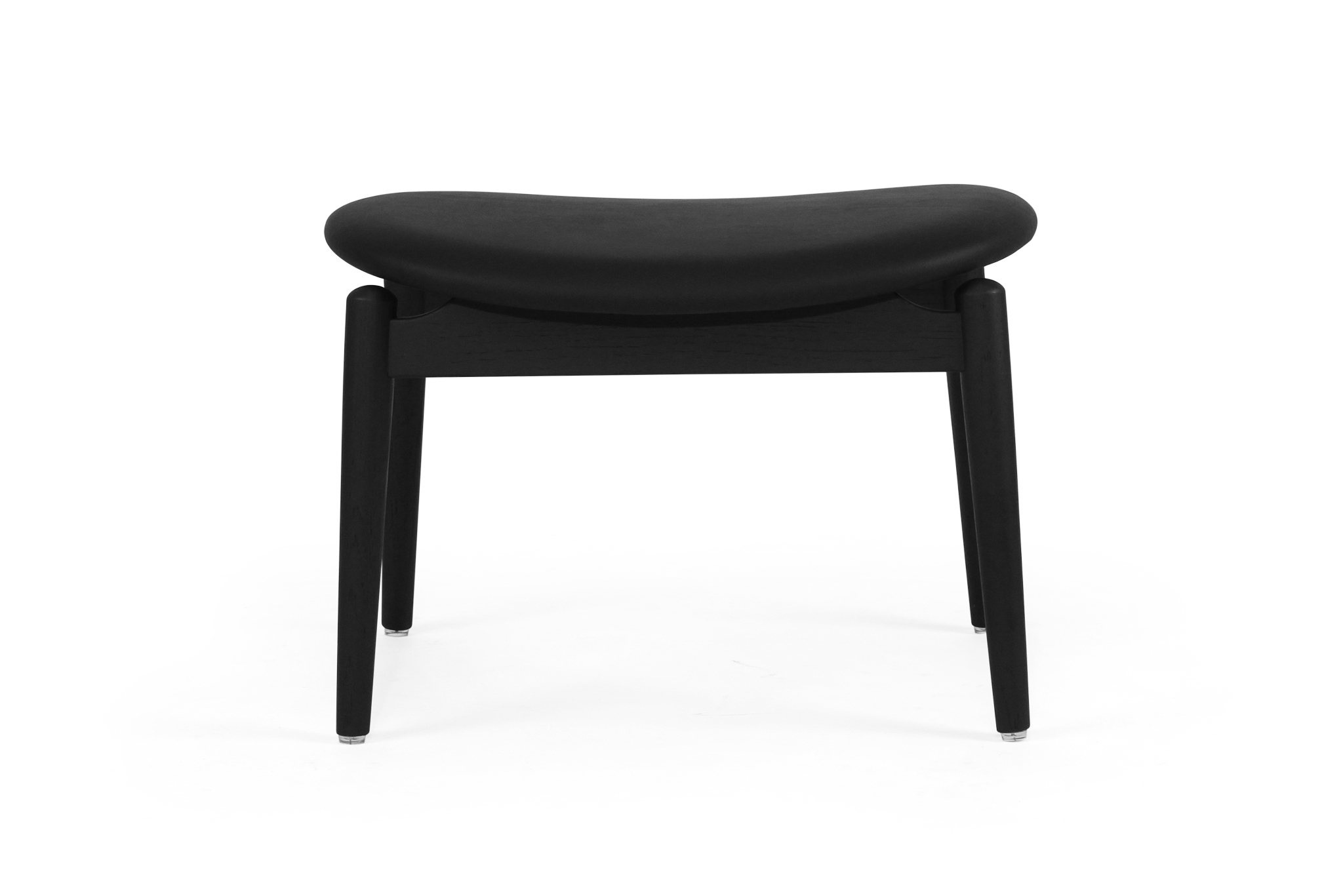Harlow Foot Stool - Black with Black Leather