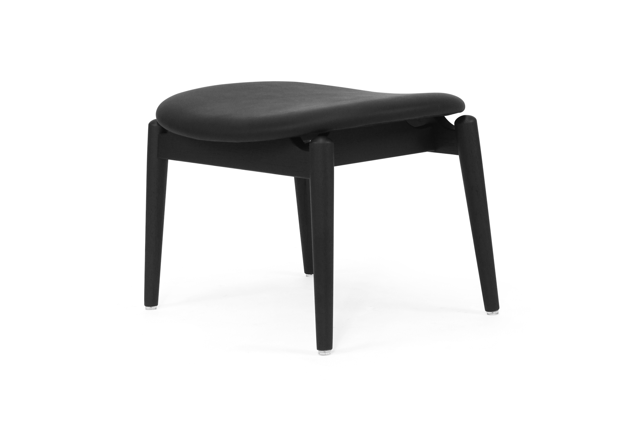 Harlow Foot Stool - Black with Black Leather - Image 3