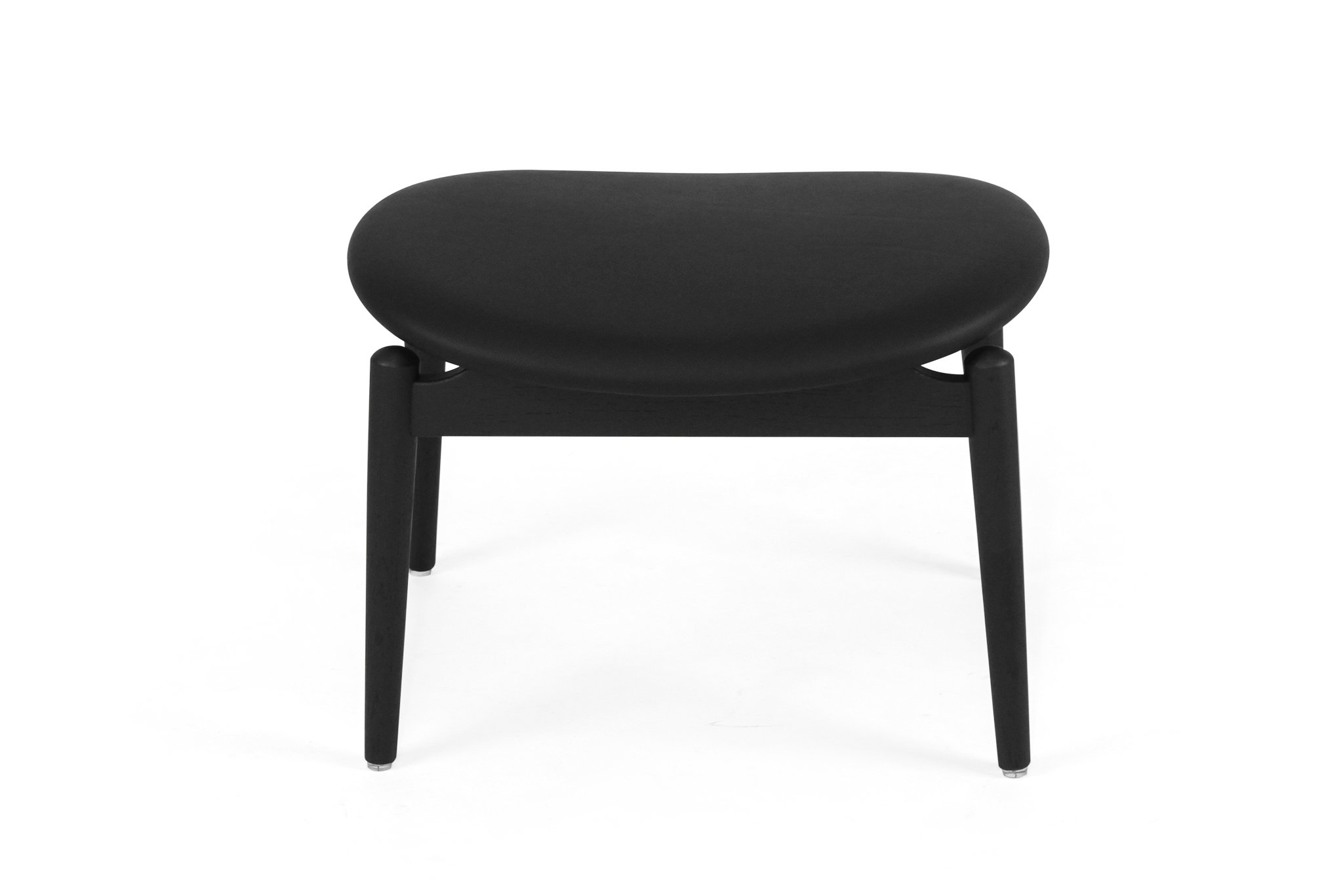 Harlow Foot Stool - Black with Black Leather - Image 4