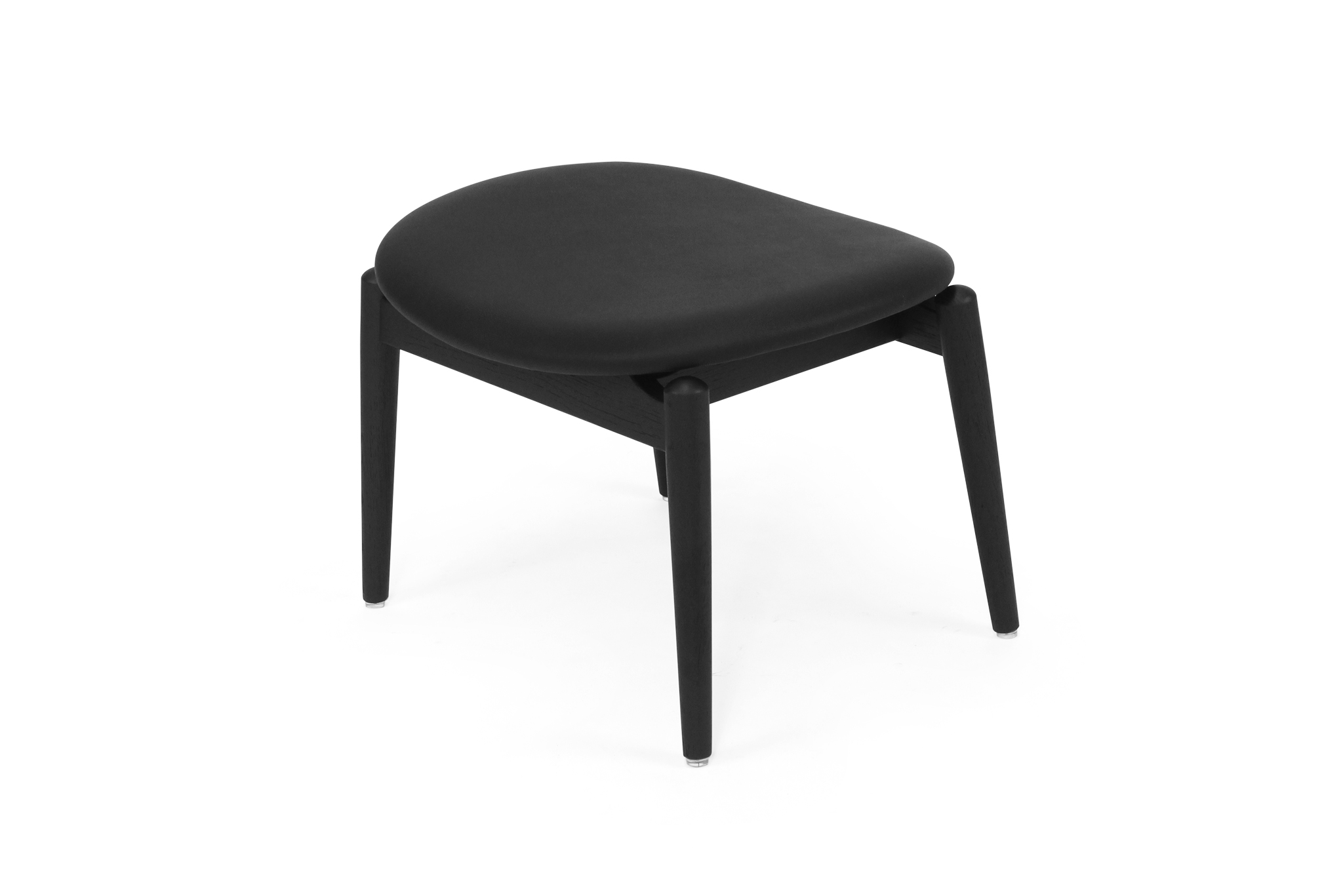 Harlow Foot Stool - Black with Black Leather - Image 5
