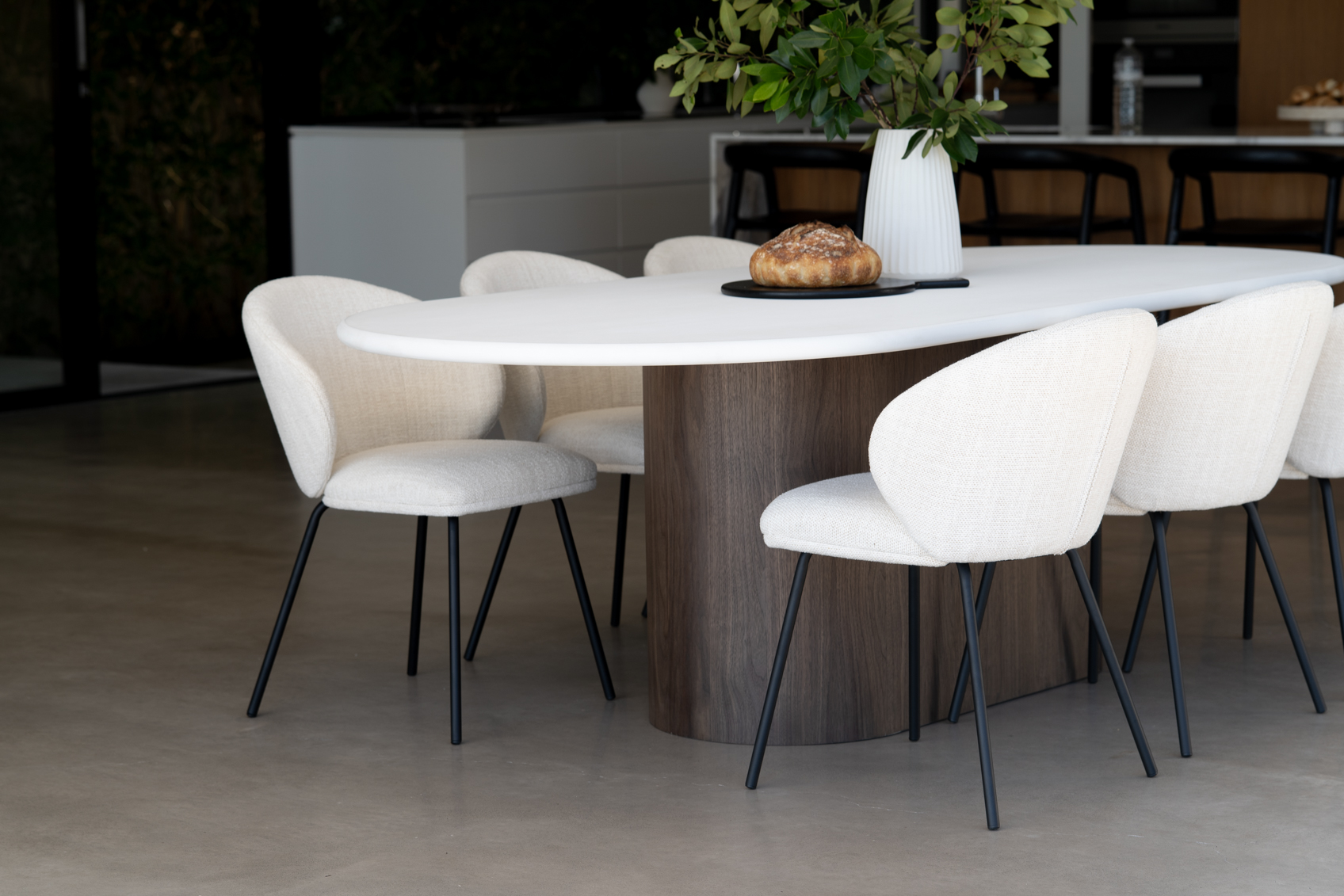 Harlow Oval Dining Table - 240cm  - Walnut Base - Image 2