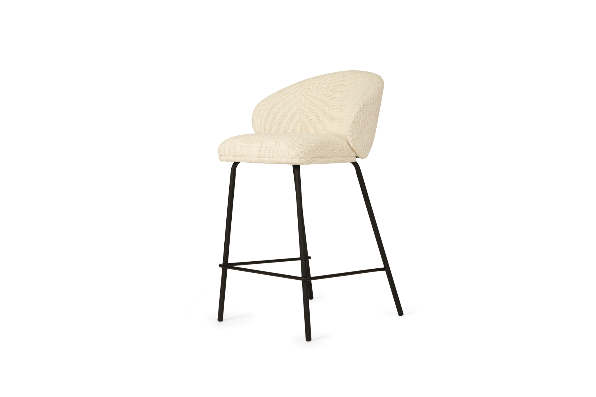 Anders Counter Stool - Natural Upholstery with Black Legs