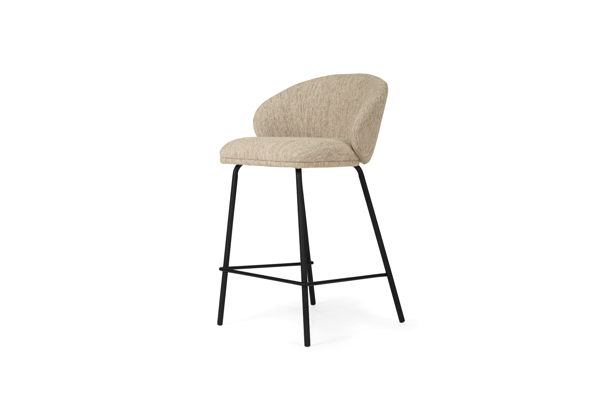 Anders Counter Stool - Pebble Upholstery with Black Legs