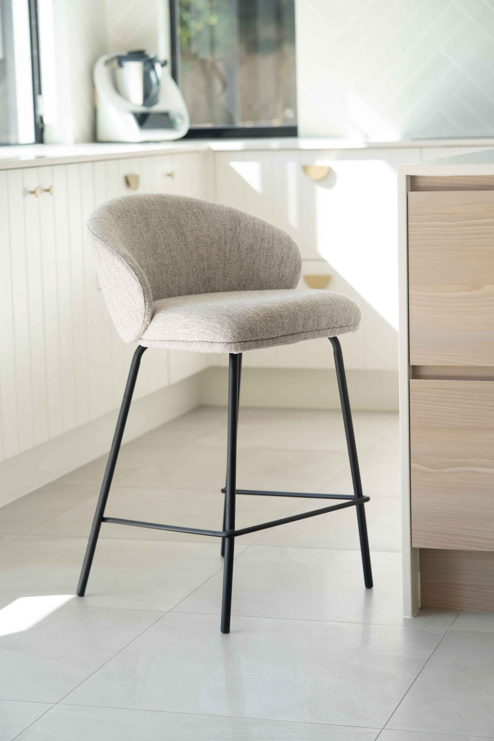 Anders Counter Stool - Pebble Upholstery with Black Legs - Image 2