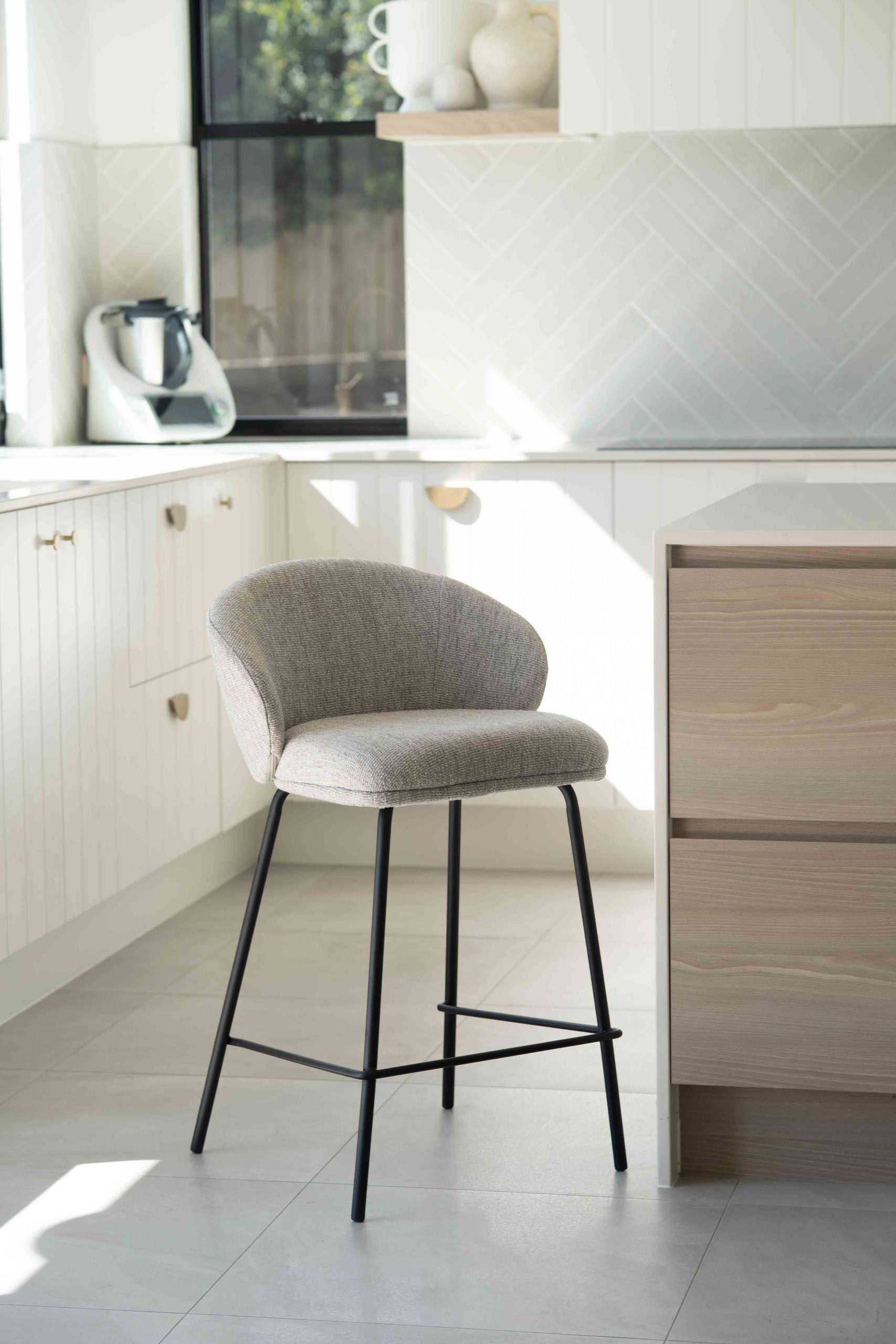 Anders Counter Stool - Pebble Upholstery with Black Legs - Image 10